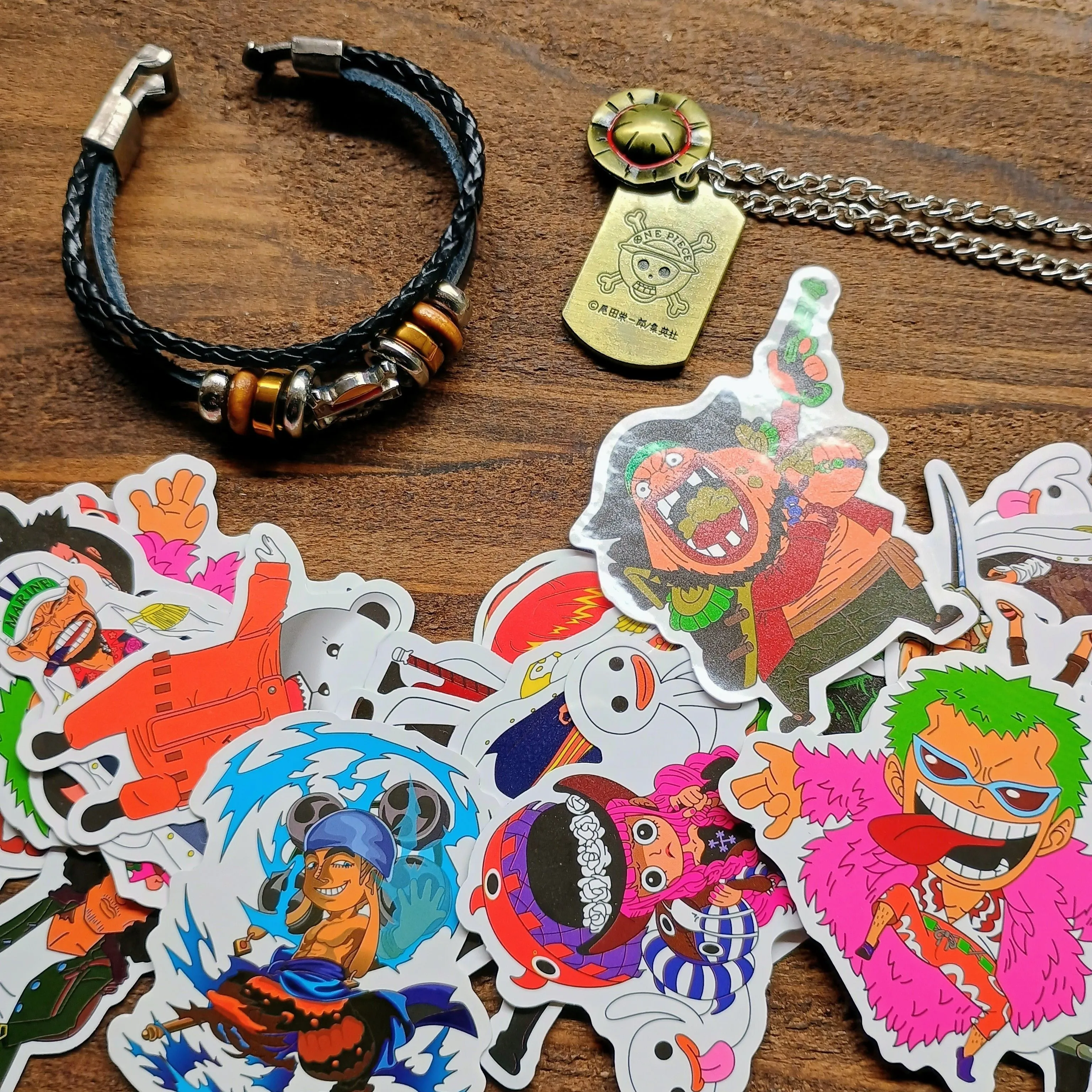 Product image for one piece. Luffy pirate bracelet and necklace 
