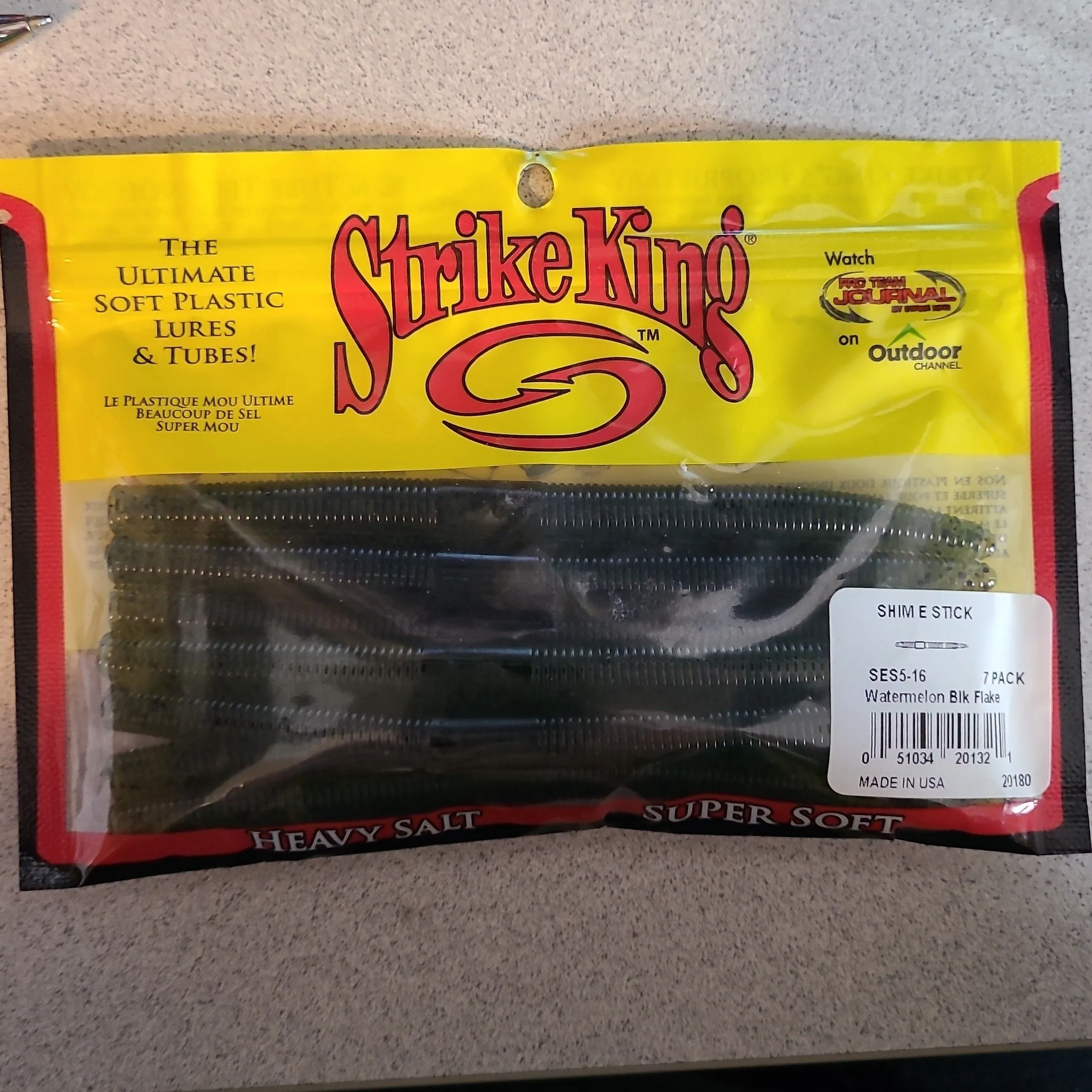 Product image for Strike King Shim E Stick - Watermelon Black Flakes 7 count