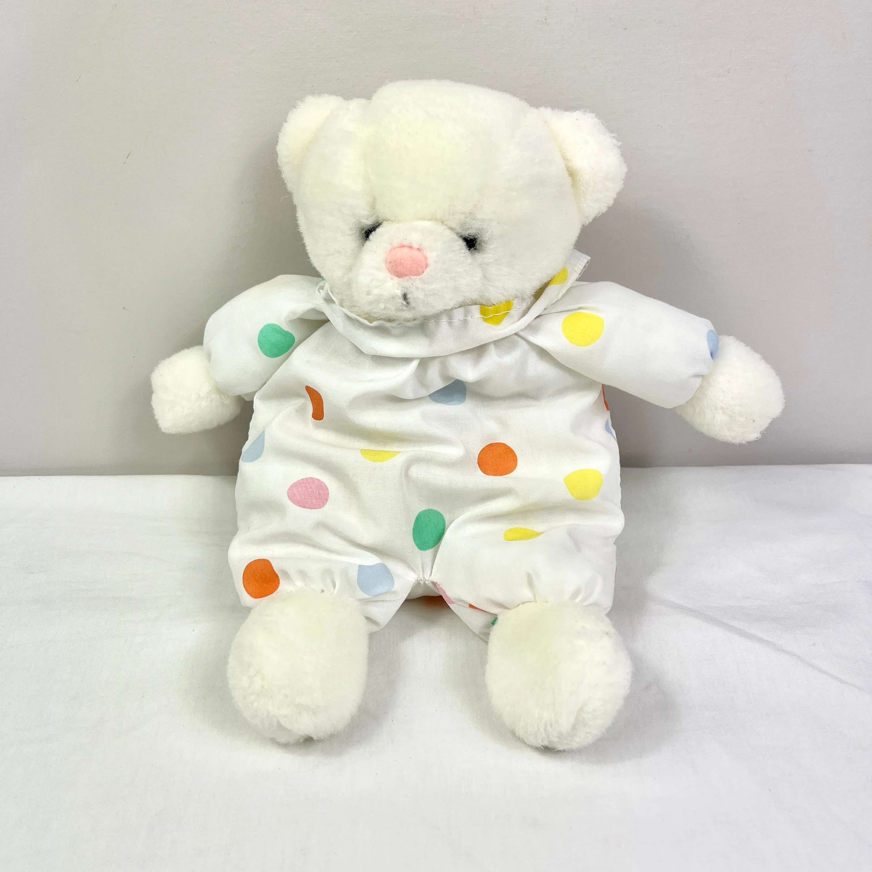 Product image for Vintage Prestige Toys Plush Teddy Bear Rattle Polka Dot 10"