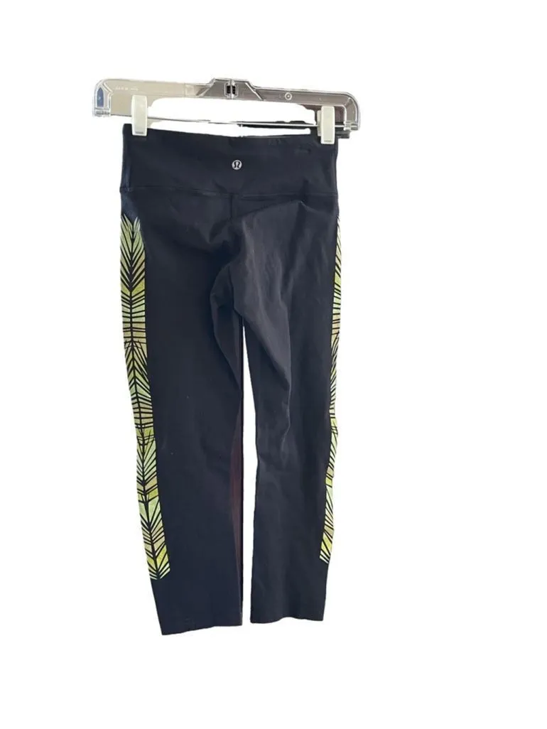 Product image for Women's Lululemon Leggings, Size 2, Black & Green