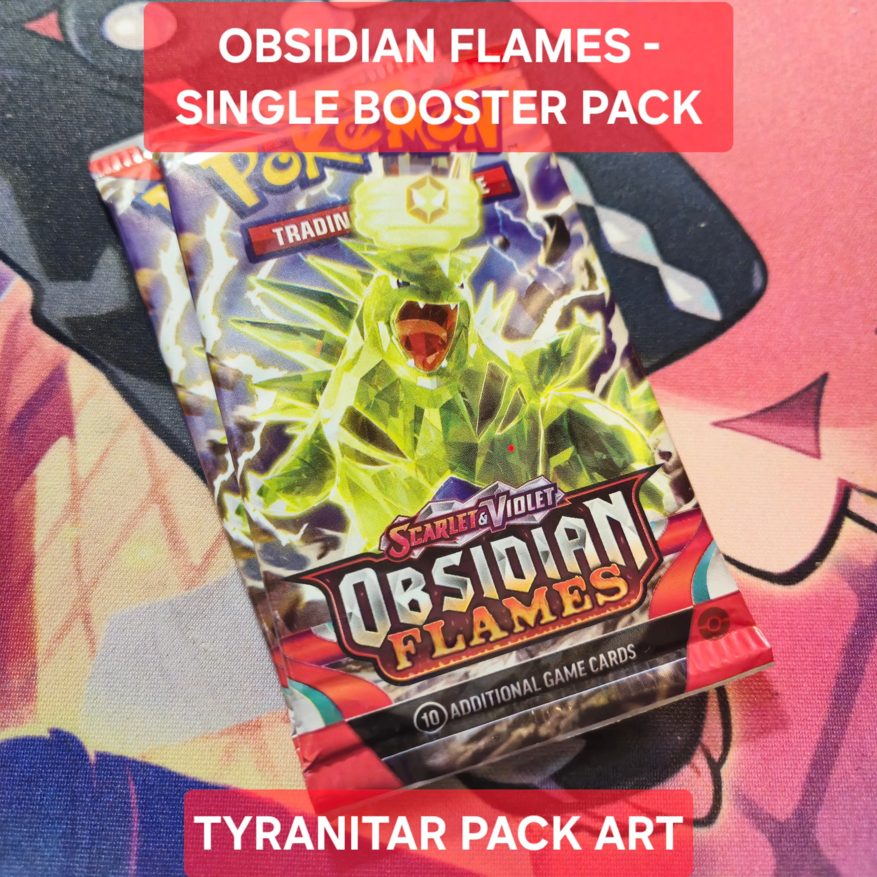 Product image for POKÉMON TCG - SCARLET & VIOLET - OBSIDIAN FLAMES - BOOSTER PACK (TYRANITAR) - ONE (1) PACK