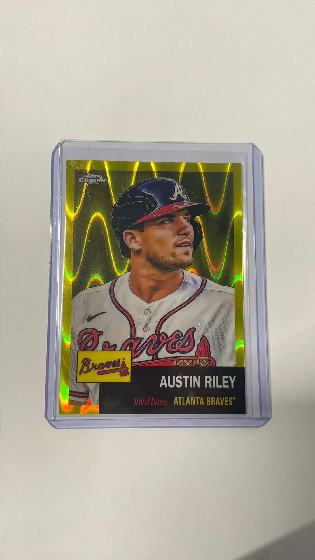 Product image for 2022 Topps Chrome Platinum Austin Riley Yellow Lava /250 Braves