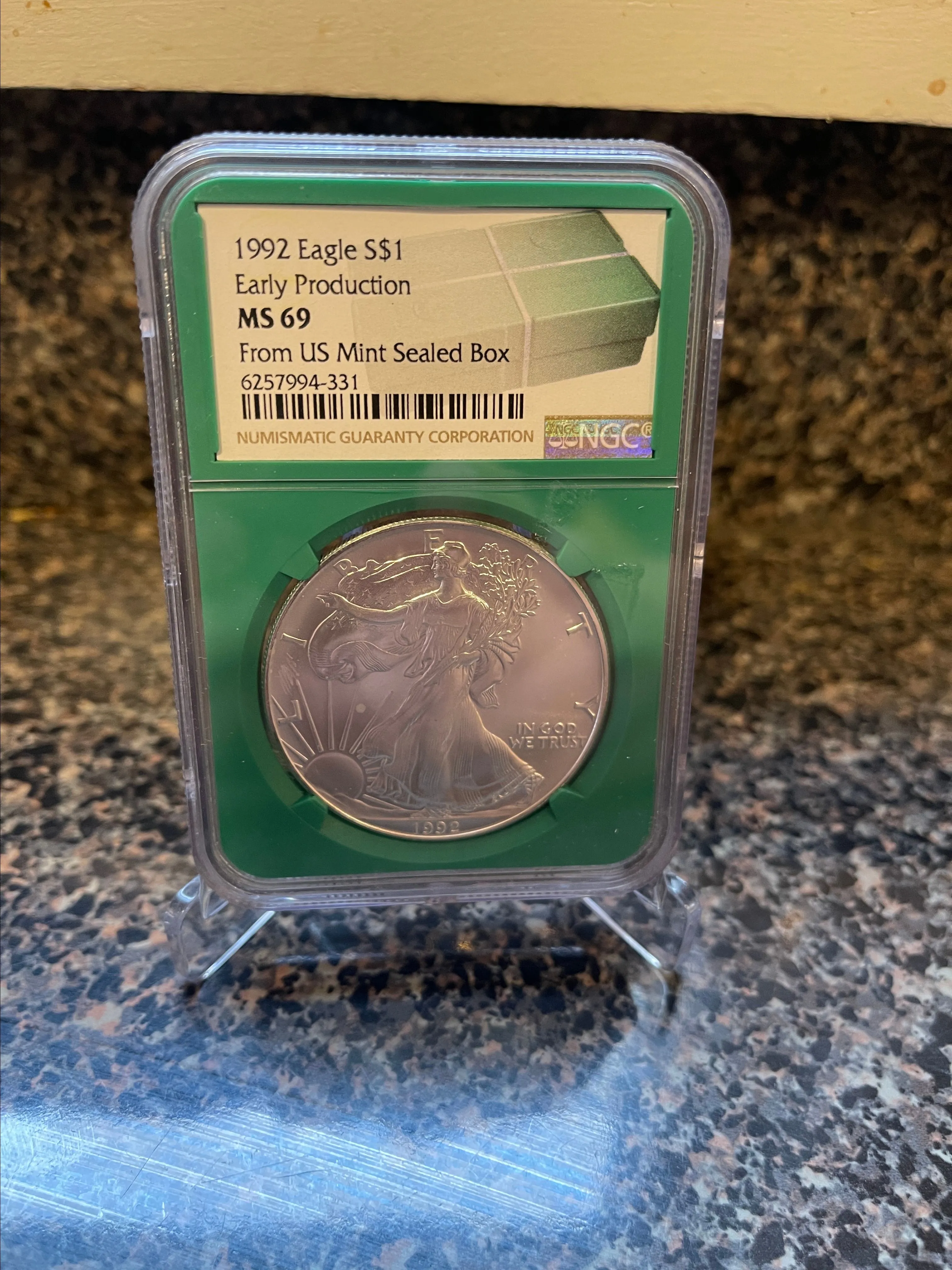 Product image for 1992 Silver Eagle Early Production Green Core