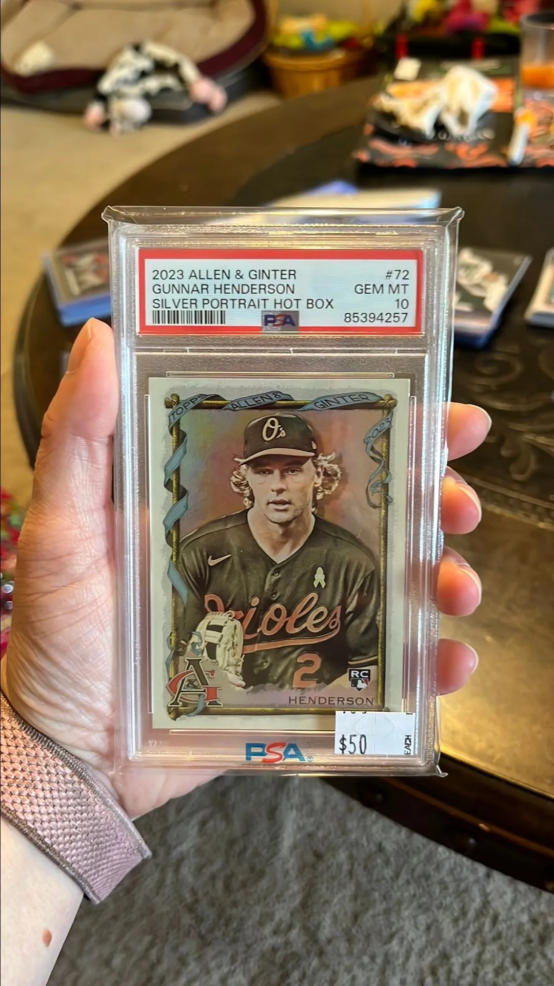 Product image for 2023 Topps Allen & Ginter Gunnar Henderson 72 Silver Portrait Hot Box PSA GEM MT 10