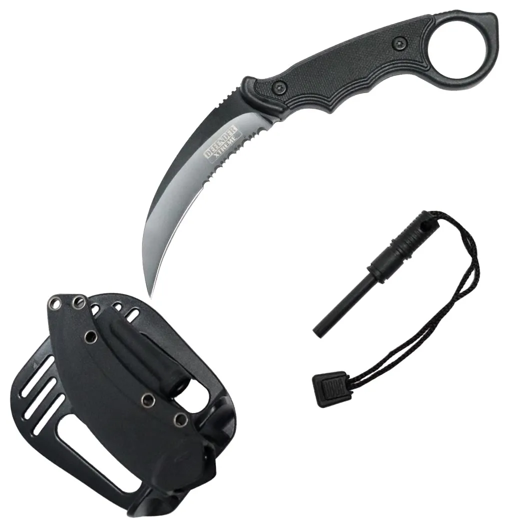 Product image for Karambit Conceal Carry Fixed Blade Boot Knife Ferro Rod Paddle Sheath