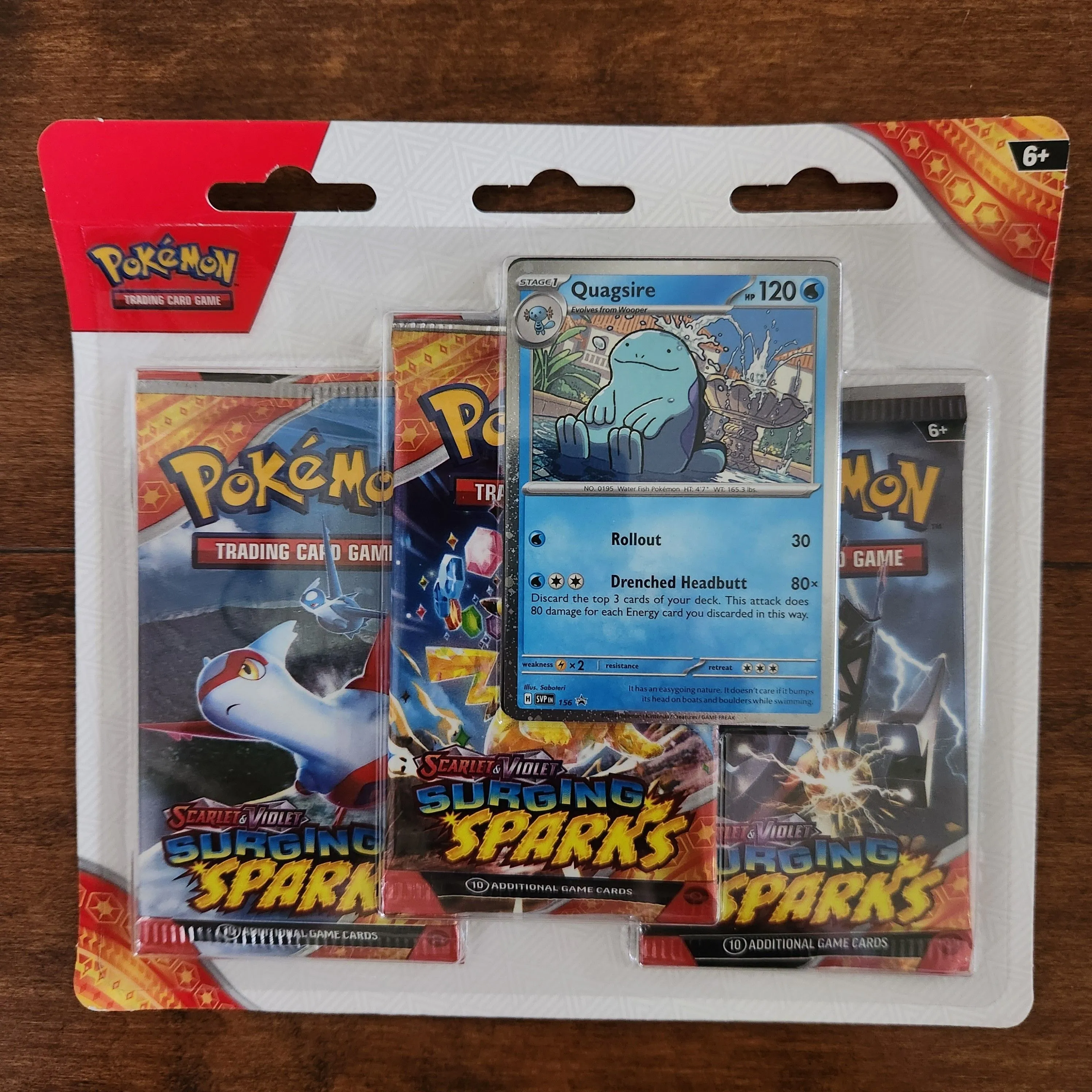 Product image for Pokemon Surging Sparks 3 Pack Blisters [Quagsire] - SV08: Surging Sparks (SV08)
