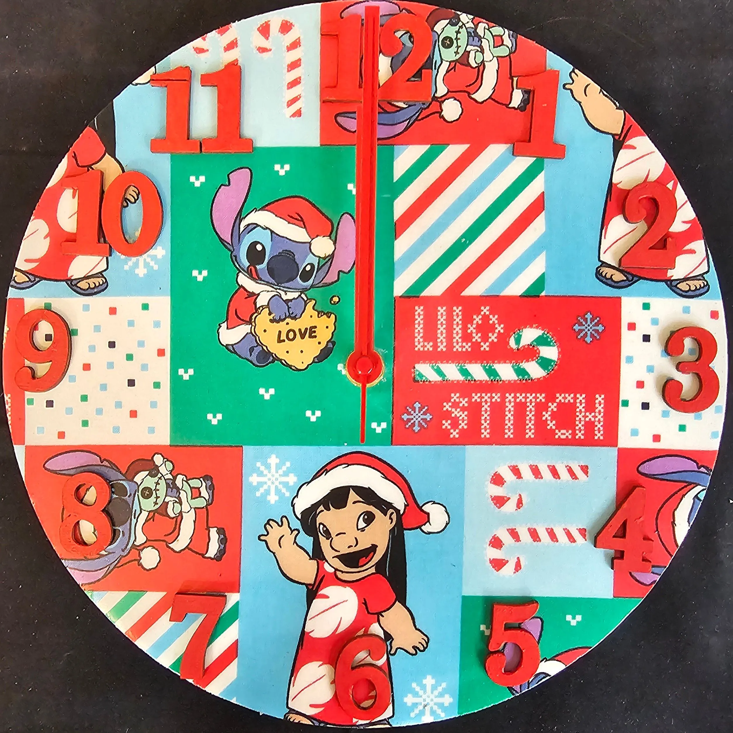 Product image for 44 Handmade Clock - Lilo & Stitch Christmas