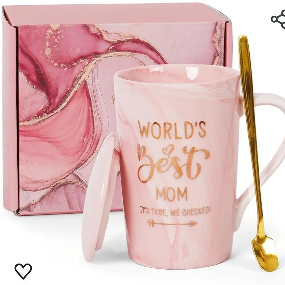 Product image for Funny Coffee Mug Gifts for Mom Women Best Mom ever Gifts, 14 oz Pink Ceramic Coffee Mug Birthday Gif