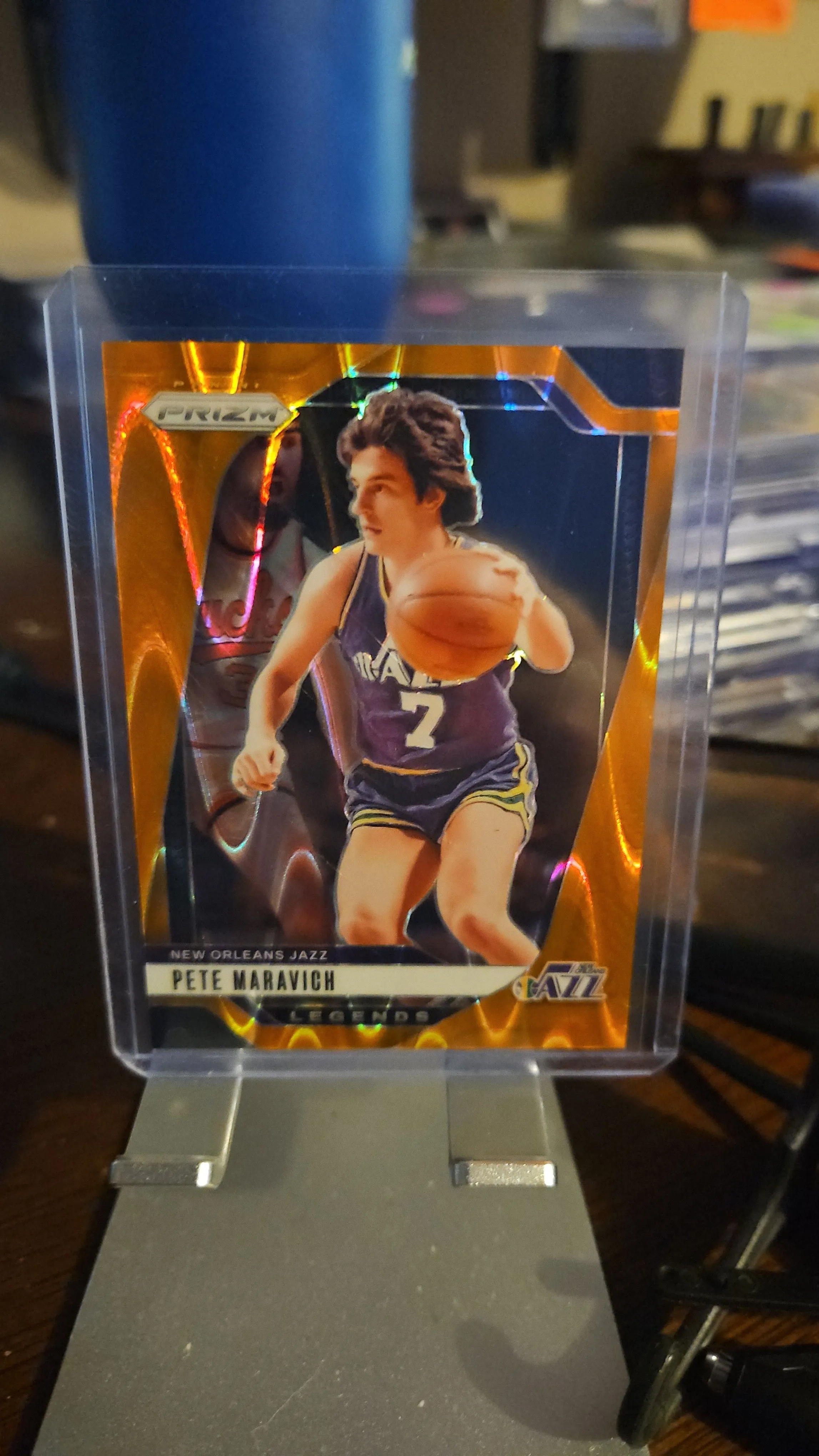 Product image for Pistol Pete Maravich #d 49/199..2024-25 Prizm Orange Wave....Jazz