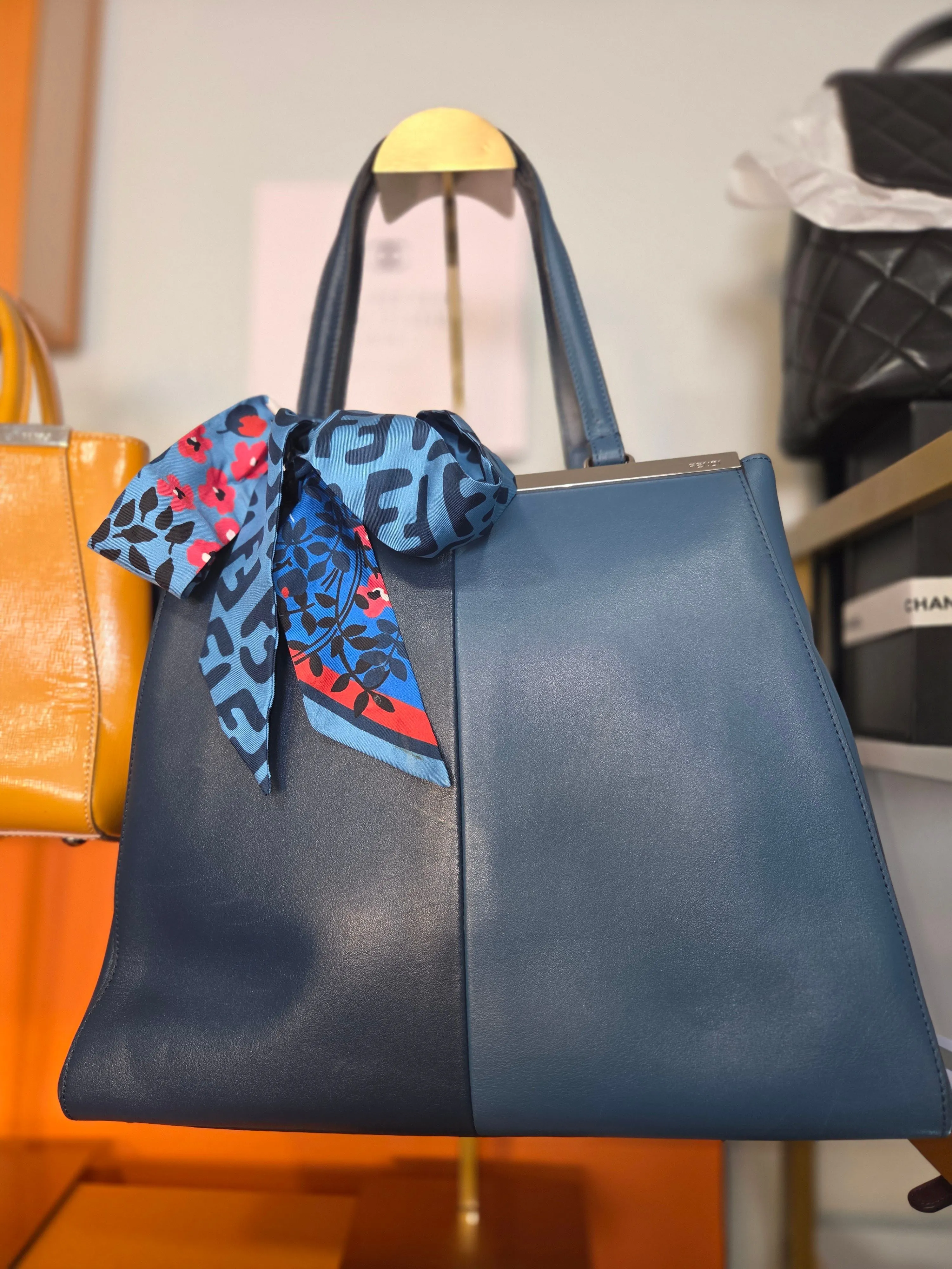 Product image for FENDI Vitello Elite Navy Bi Color 3Jours Tote 
