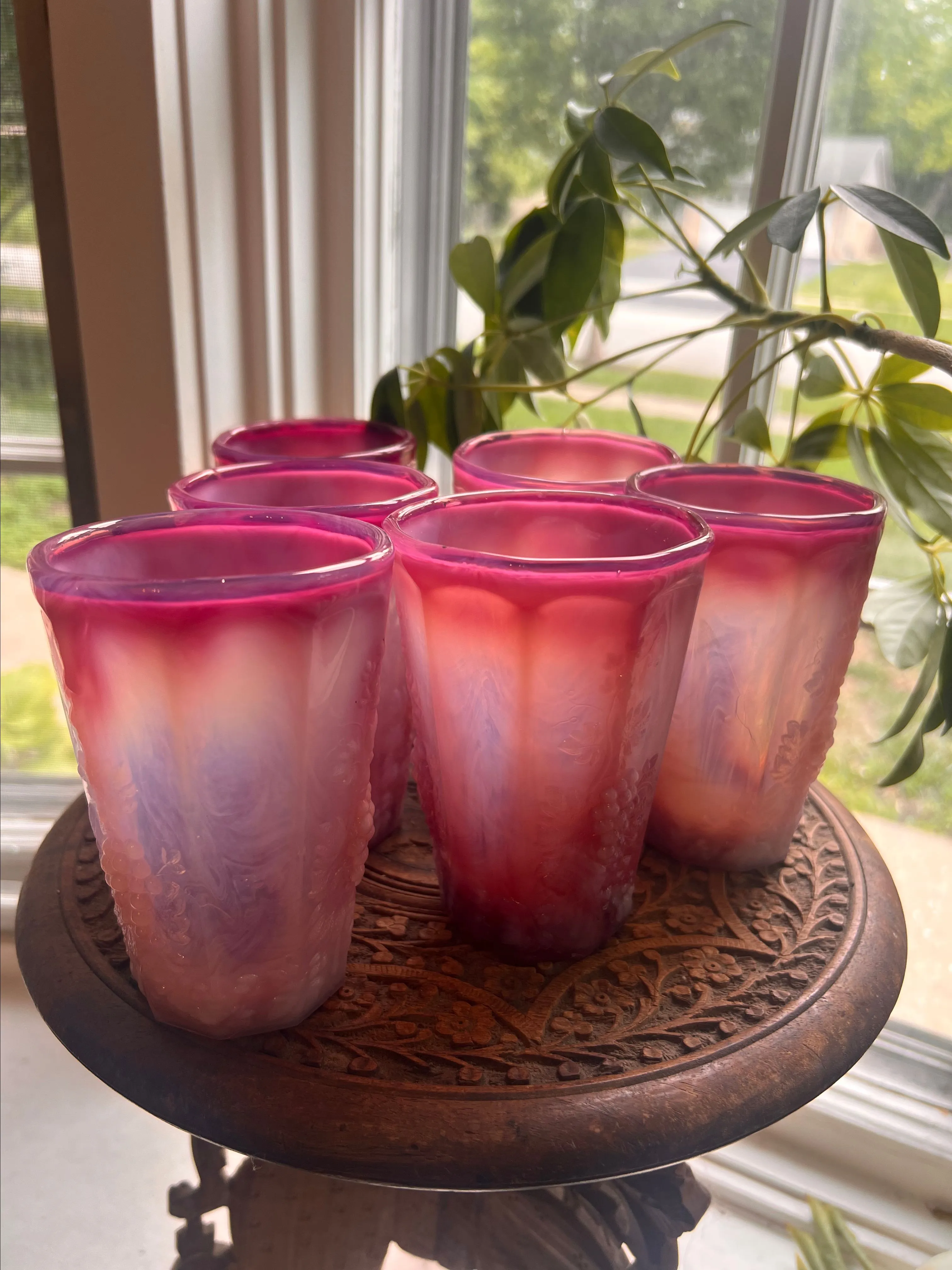 Product image for Antique St. Claire Pink Slag Glass Tumblers