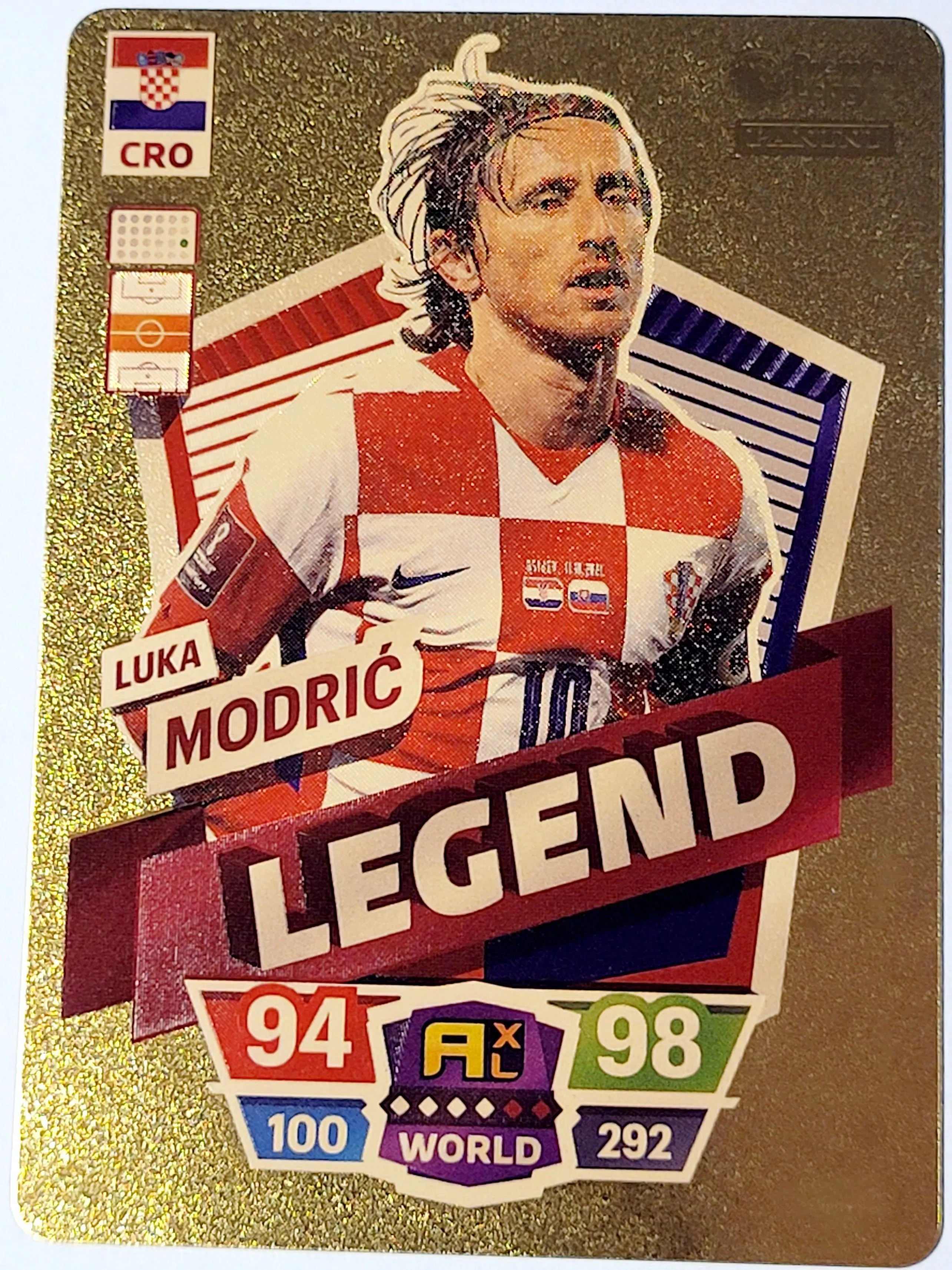 Product image for 2022 LUKA MODRIC Panini Adrenalyn XL FIFA World Cup Legend Plastic Gold Color Card Near Mint Conditi