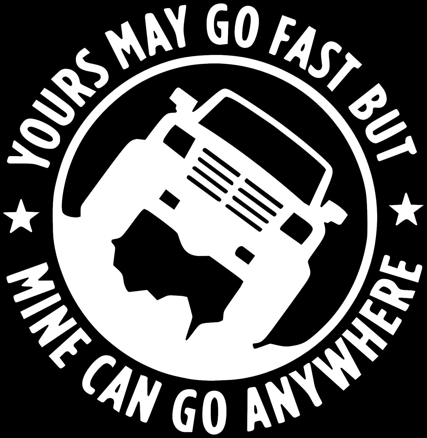 Product image for Yours May Go Fast But Mine Can Go Anywhere Vinyl Decal | 5 X 5 inches