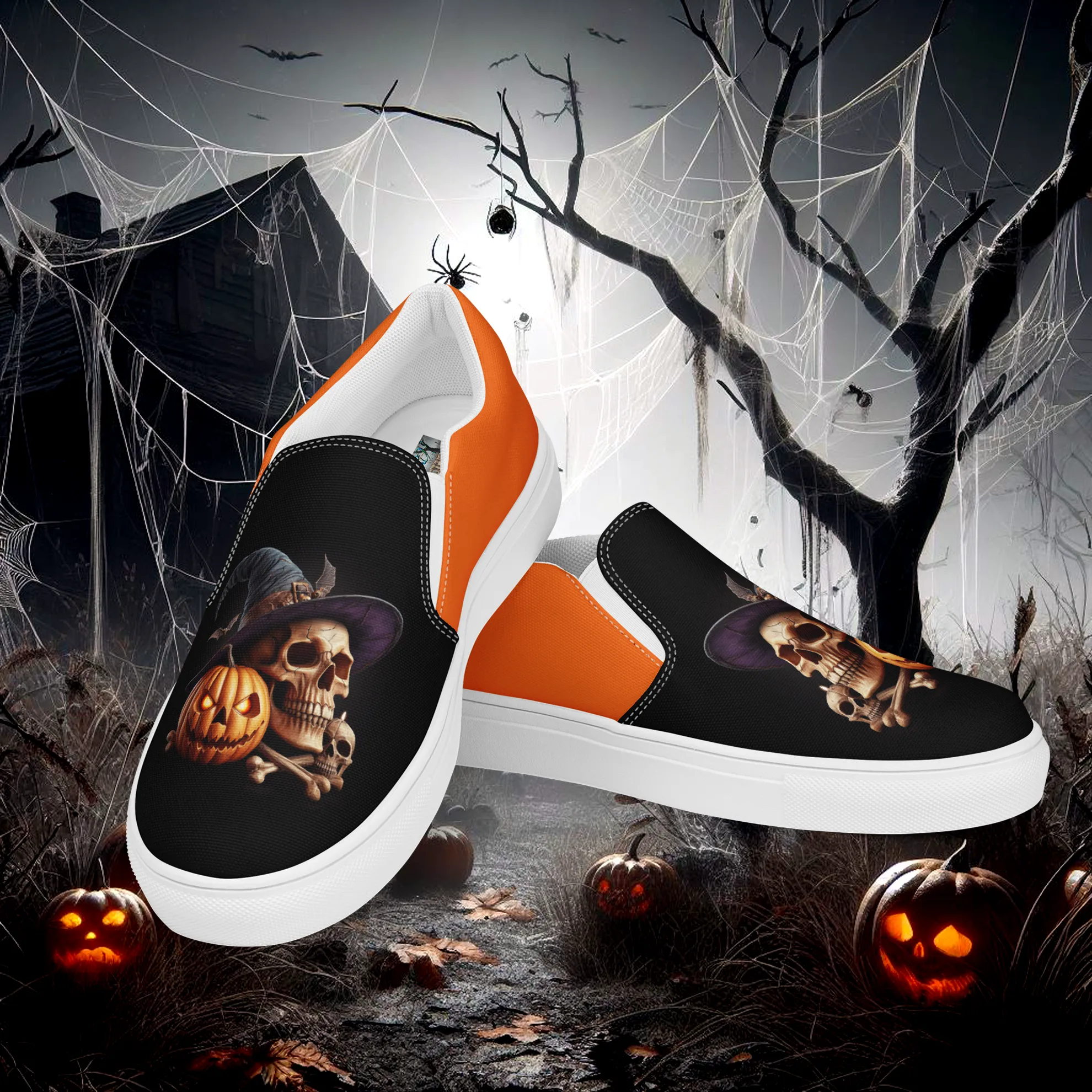 Product image for Eroh Designs™ "Necromancer" (Jack-o-Lantern) Men’s Slip-on Canvas Shoes
