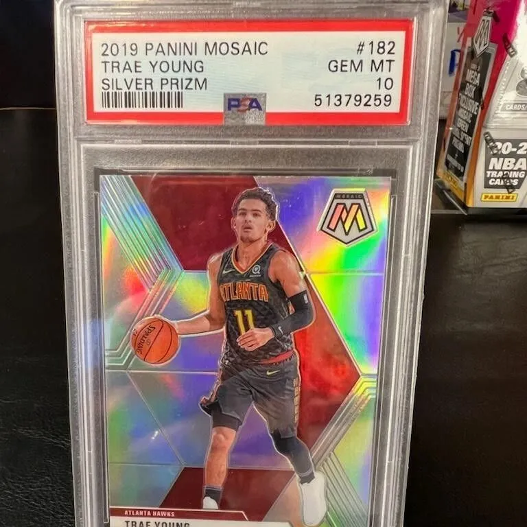 Product image for 2019 Panini Mosaic Trae Young 182 Silver Prizm PSA GEM MT 10