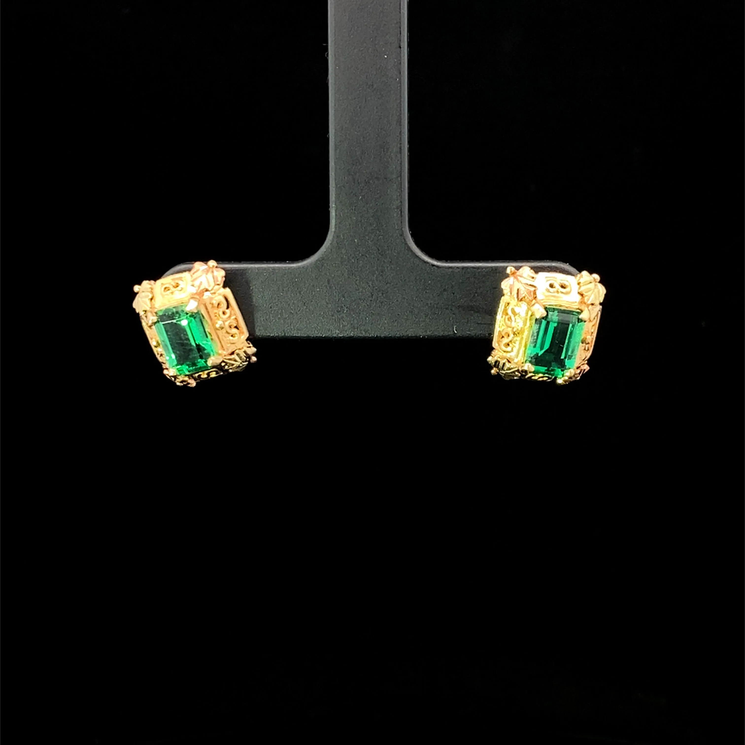 Product image for Black Hills Gold & Green Glass Earrings HAN