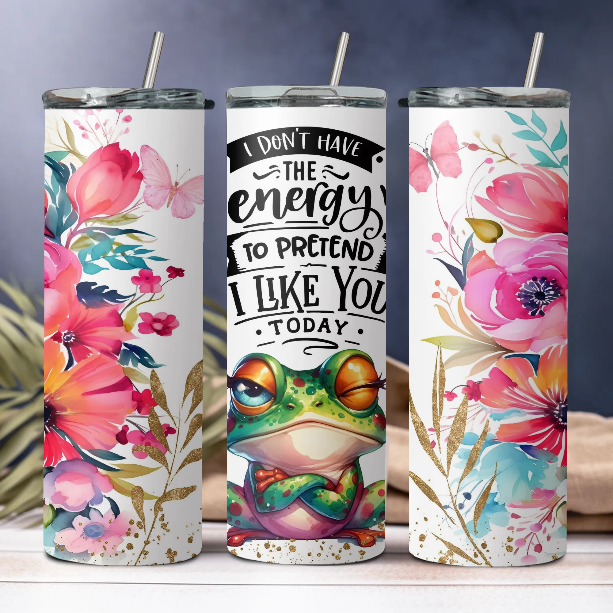 Product image for Funny and Sarcastic, Don't have the energy 20oz stainless steel tumbler with lid and straw