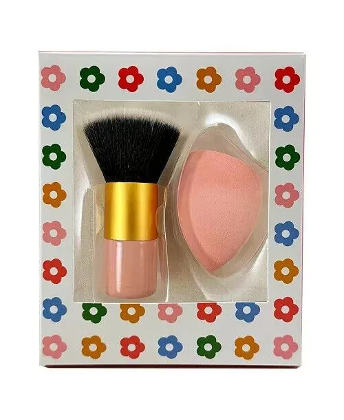 Product image for Brand New Kabuki Brush 3" And Sponge 2.5" 2 Pcs Gift Set Boxed