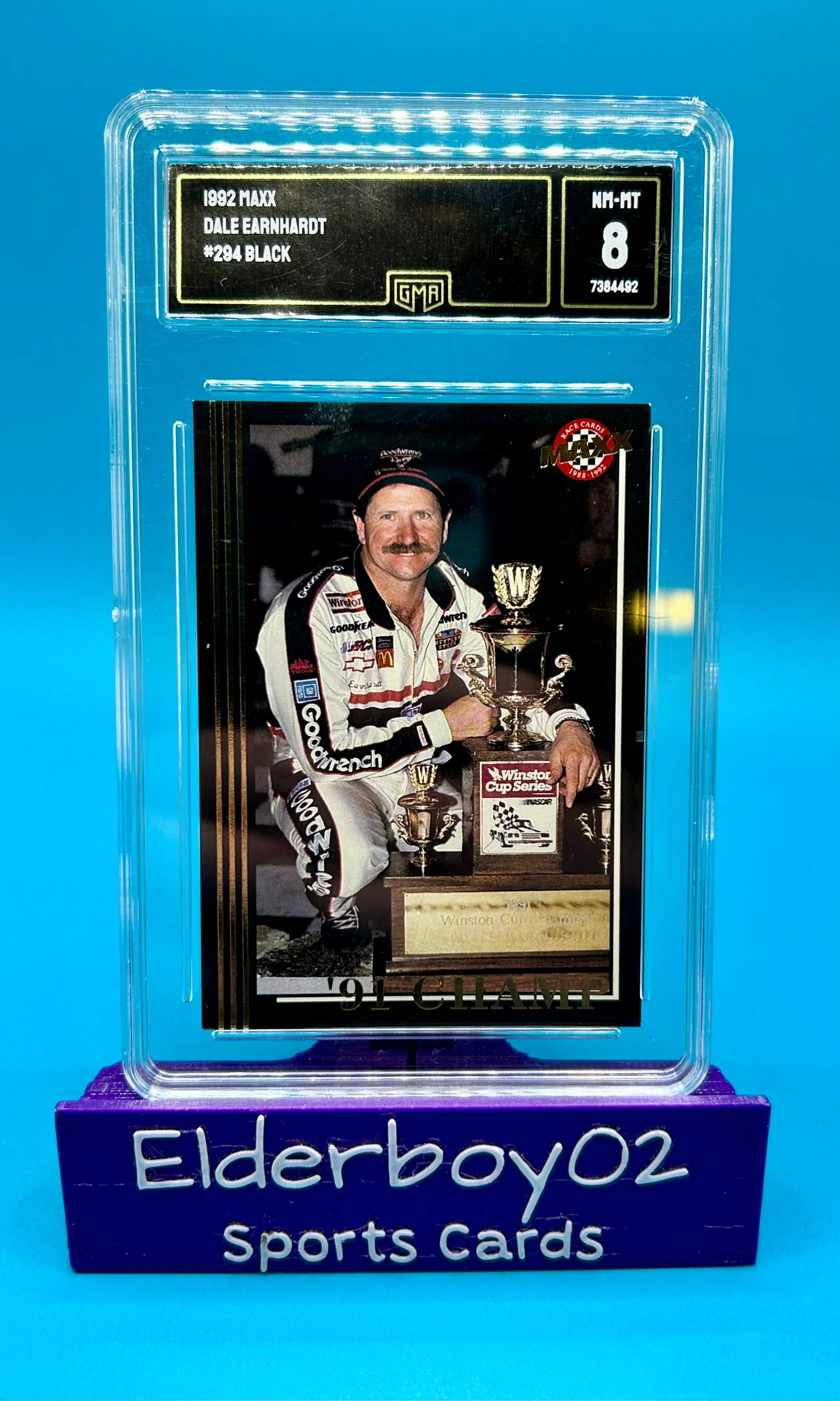 Product image for Dale Earnhardt Sr Graded Slab GMA 8 #294 '91 Champ 1992 Maxx Racing Nascar