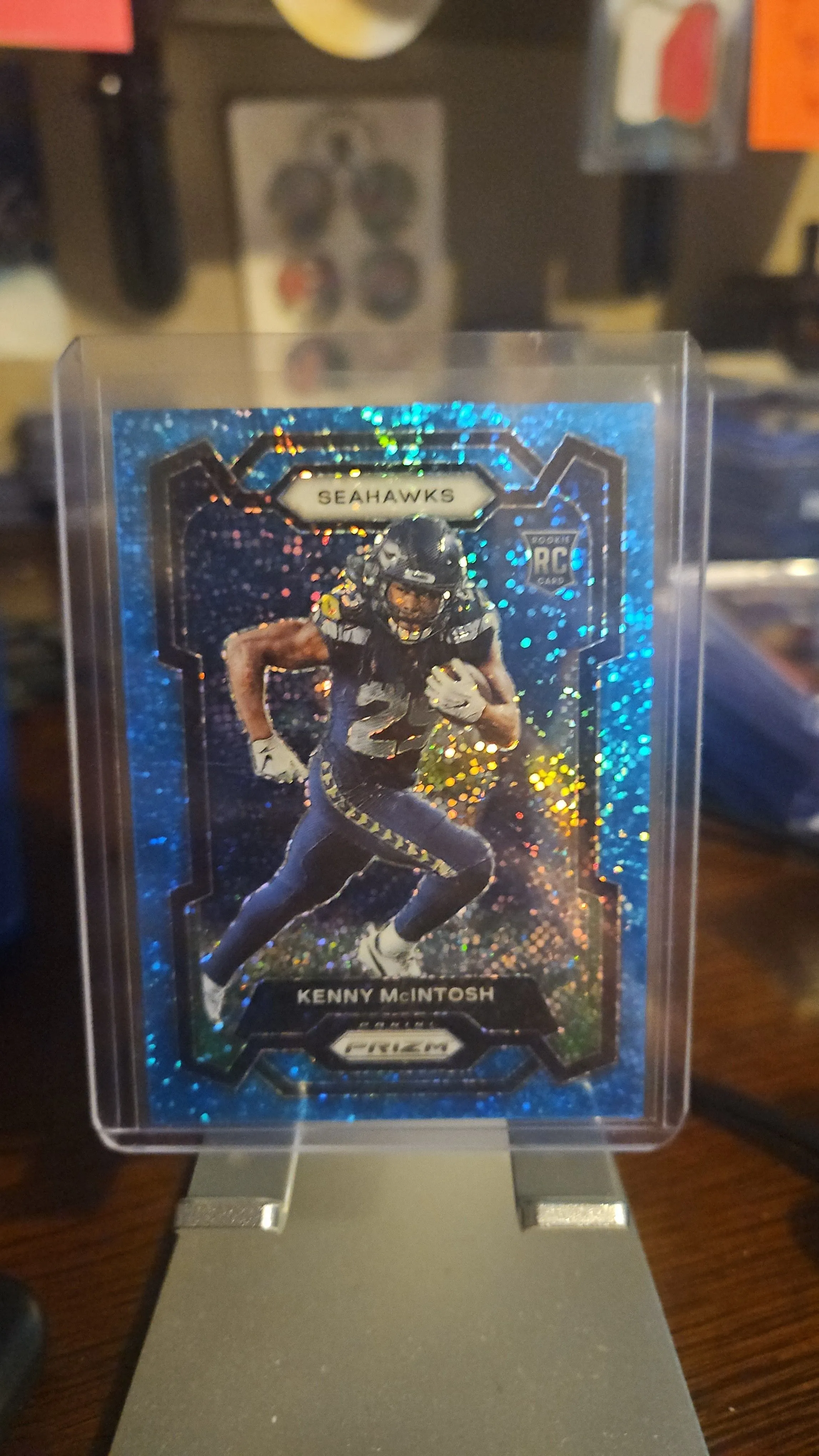Product image for Kenny mcintosh Rookie #d 58/96...2023 Prizm Blue Sparkle..Seahawks