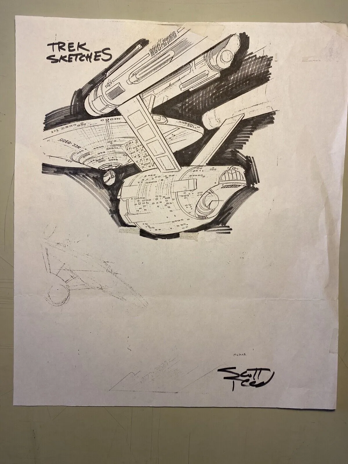 Product image for STAR TREK ORIGINAL COMIC ART SHIP DESIGN BY SCOTT REED 1995!