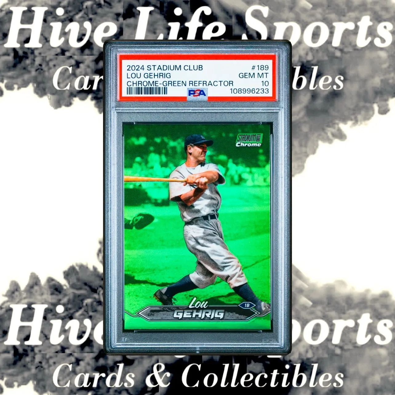 Product image for Lou Gehrig 2024 Stadium Club Chrome Green Refractor #189 Yankees PSA 10