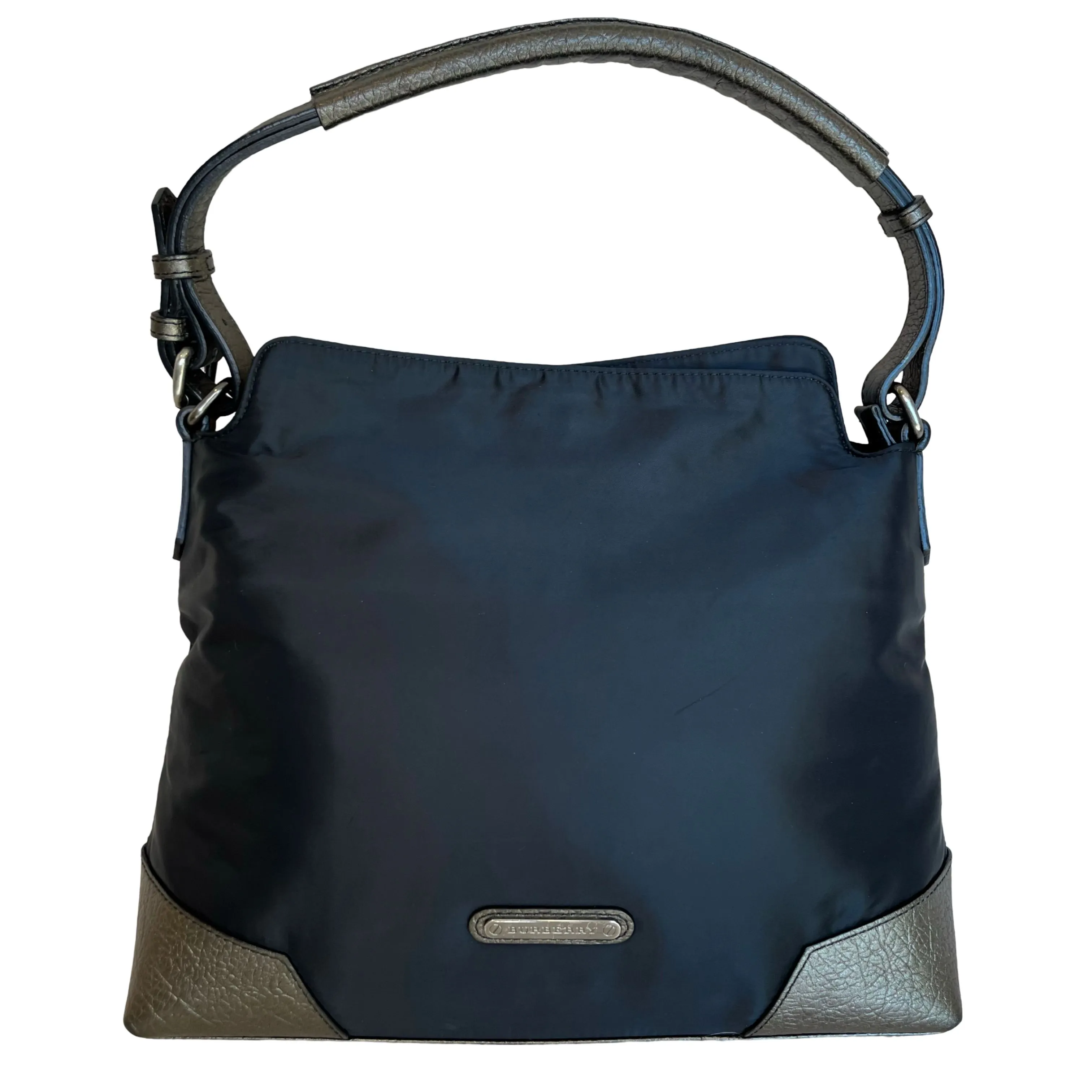 Product image for Burberry Black Nylon & Metallic Leather Shoulder Bag