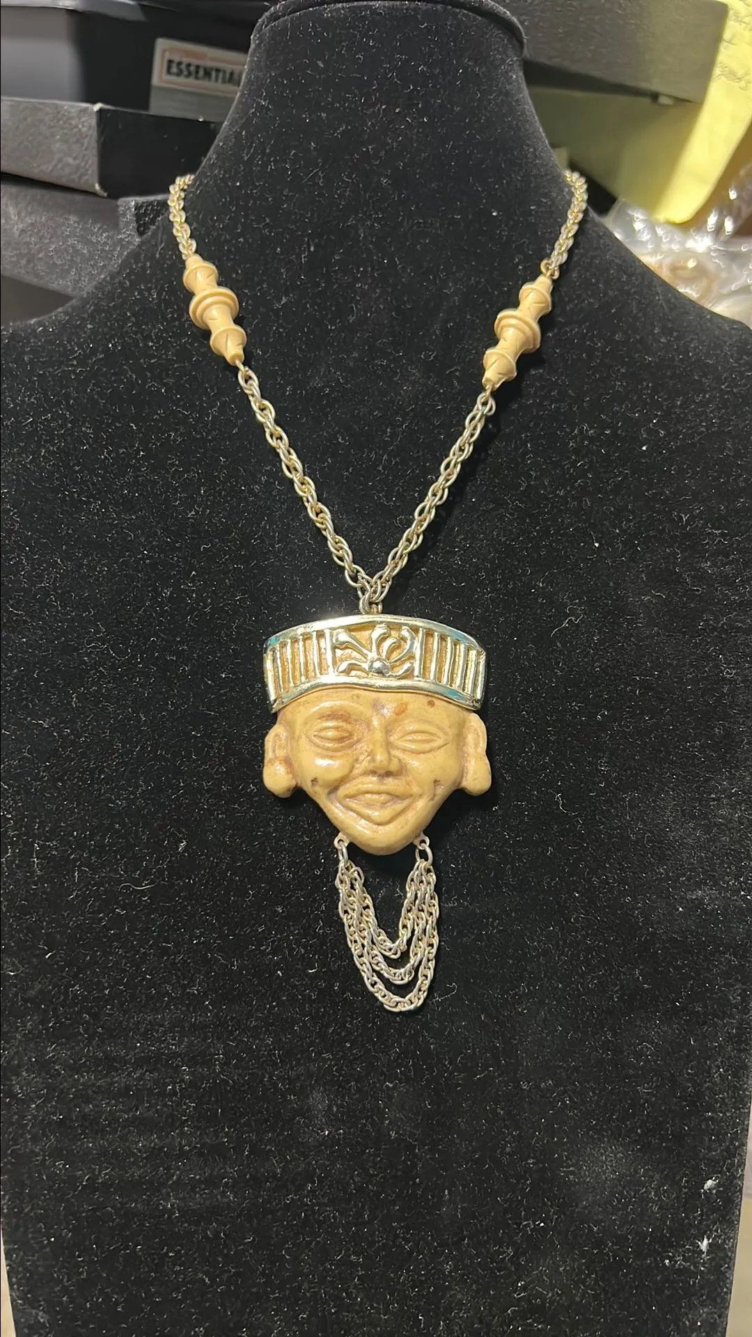 Product image for #5 1970's Asian King /warrior RAZZA Buddha man face necklace