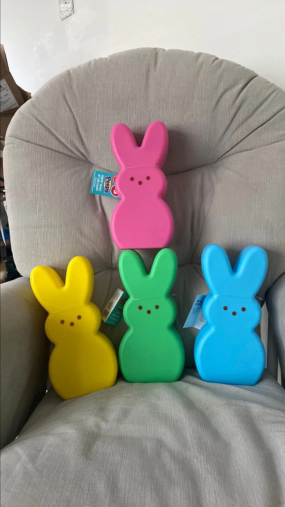 Product image for Peeps Bunny 10” Candle LED Light Easter Decor Set of 4 Yellow Pink Blue & Green