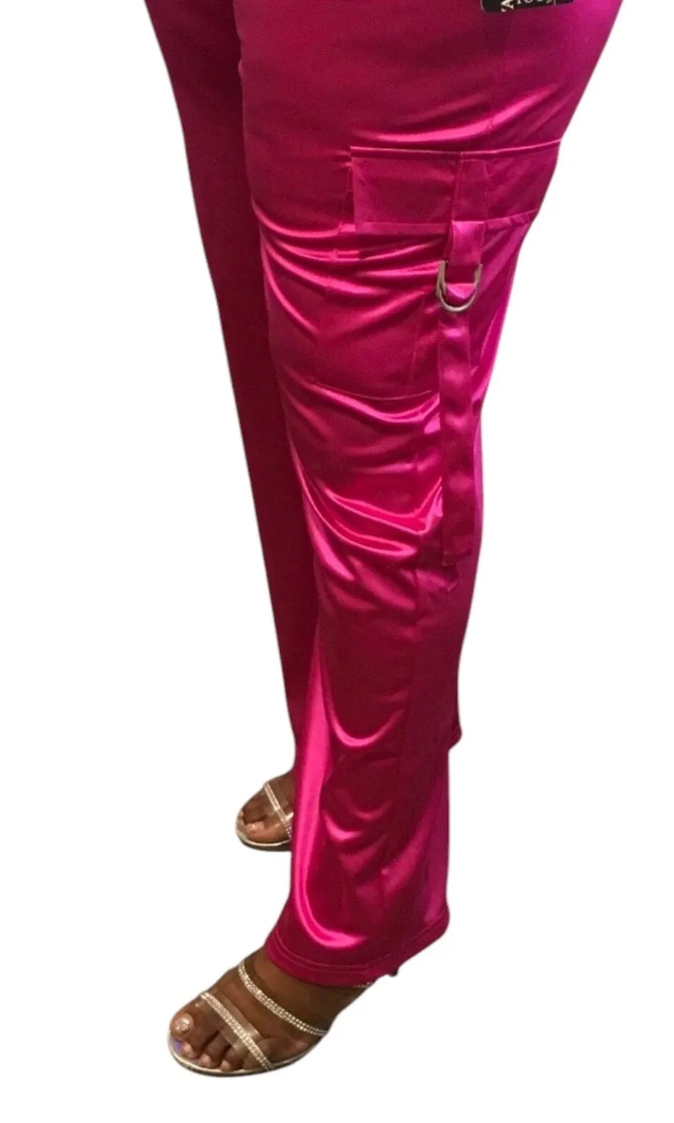 hot pink cigarette pants Hot Pink Silky Satin Wide Leg Pants
