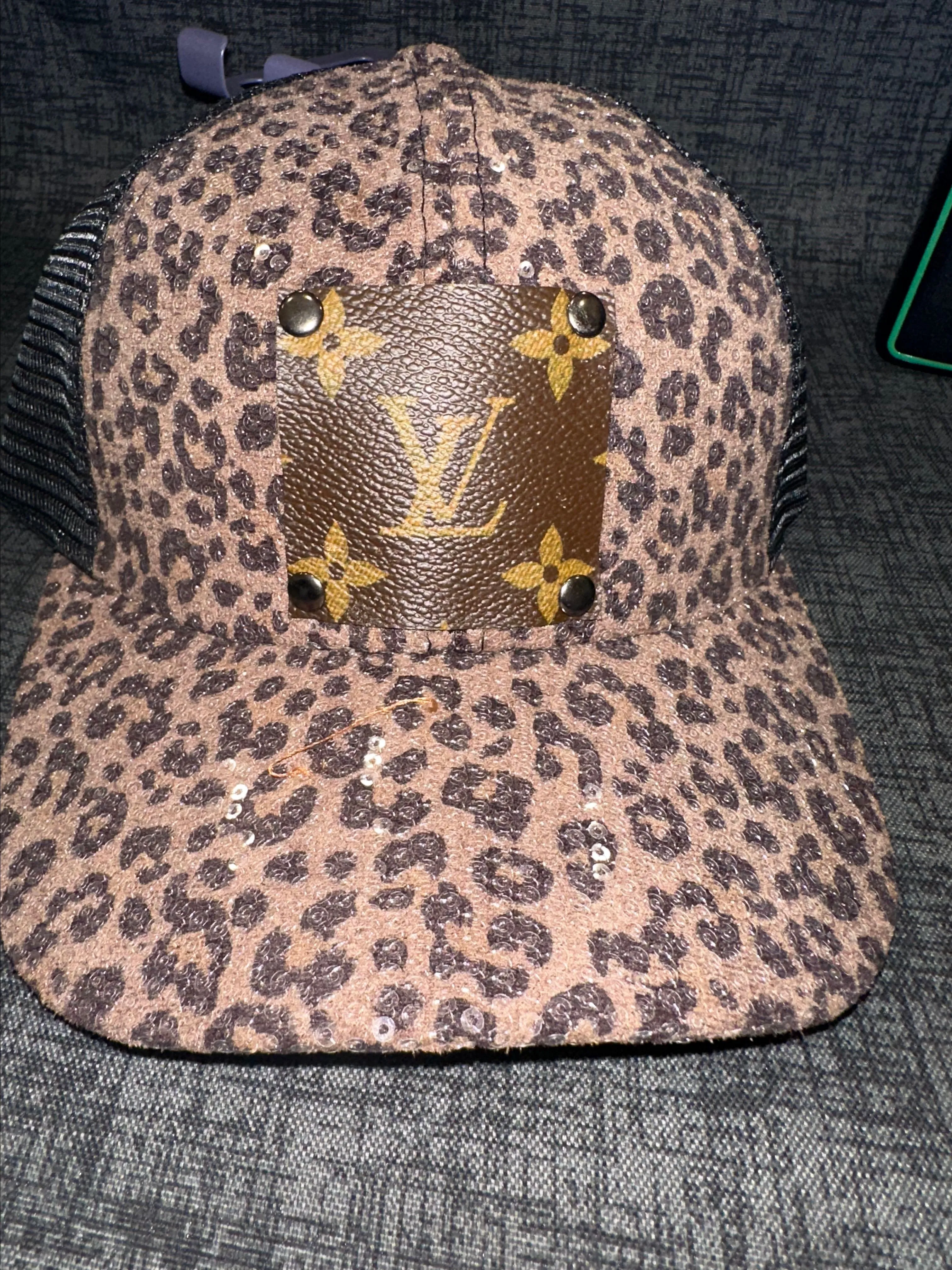 Product image for 0. C.C cap with upcycled Louis Vuitton monogram patch