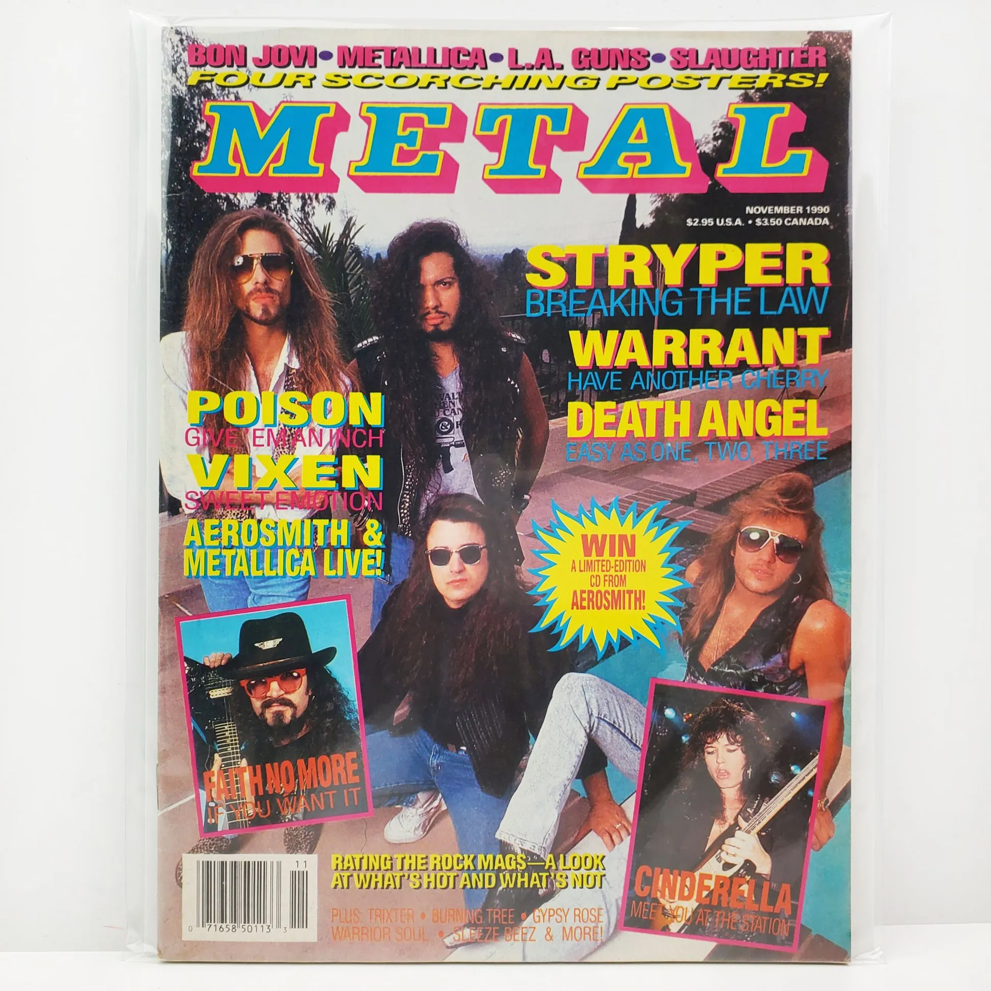 Product image for Metal Magazine Vintage Metallica Poster(s), Faith No More Nov. 1990 Unread Stock