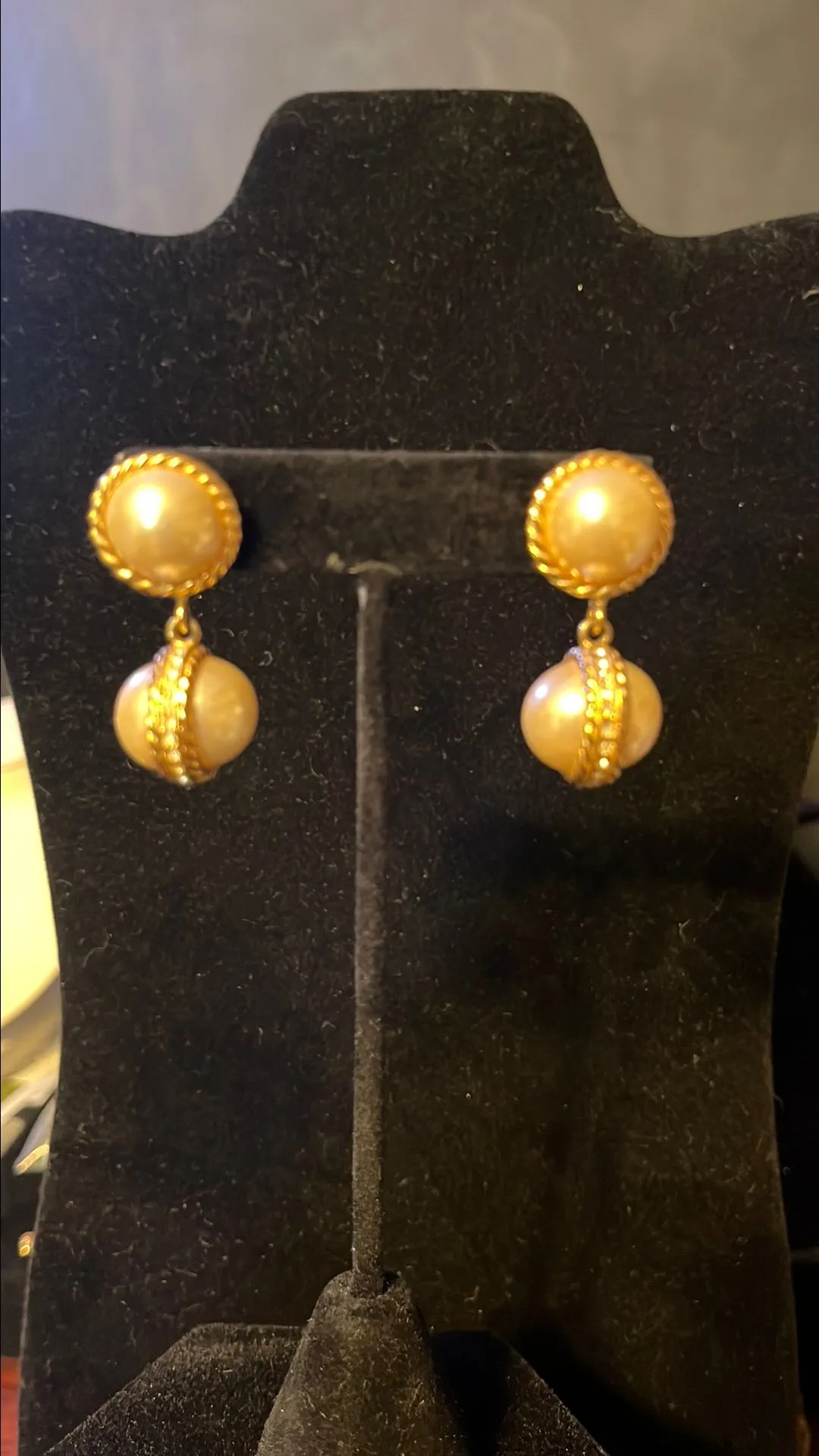 Product image for Vintage Swan Swarovski Crystal Pearl earrings pierced