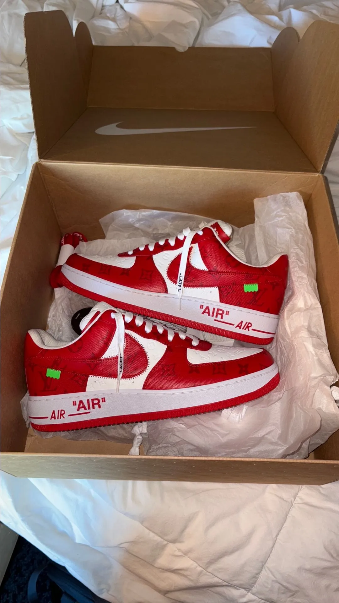 Product image for AF1 LOW X LOUIS VUITTON "LOUIS VUITTON RED" SIZE 12M BRAND NEW