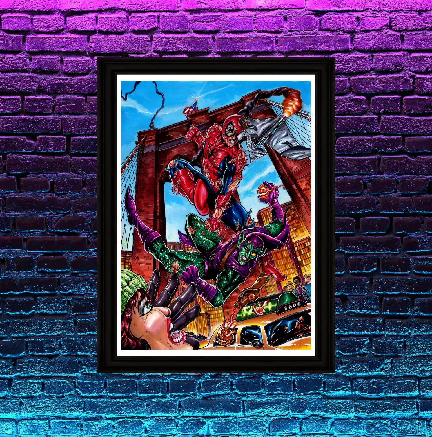 Product image for Spider-man vs Green Goblin - A4 Poster - Art by Sam Rogers - Limited Edition Marvel Print 