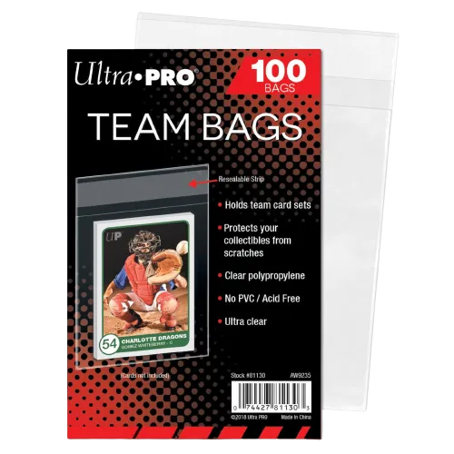 Image du produit pour Ultra Pro – Team Bags – Resealable – Sleeves Refermables Top Loader (100)