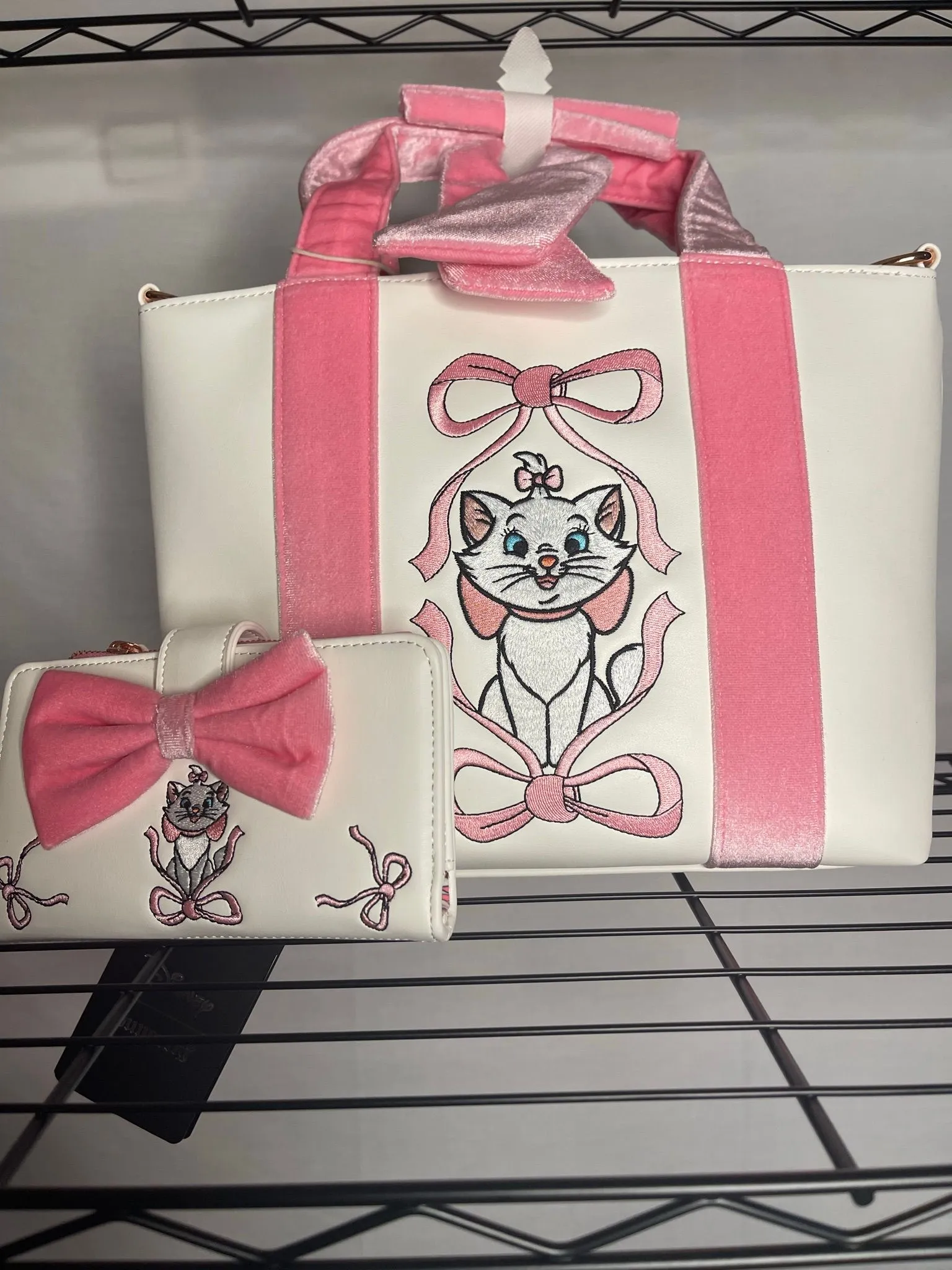 Product image for Loungefly Aristocats Marie Velvet Bow Shopper Bag & Wallet Set
