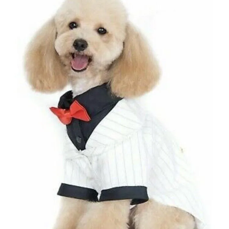 Product image for Alfie Oscar White Black Tux Tuxedo Formal Suit Costume Bowtie Neck Tie