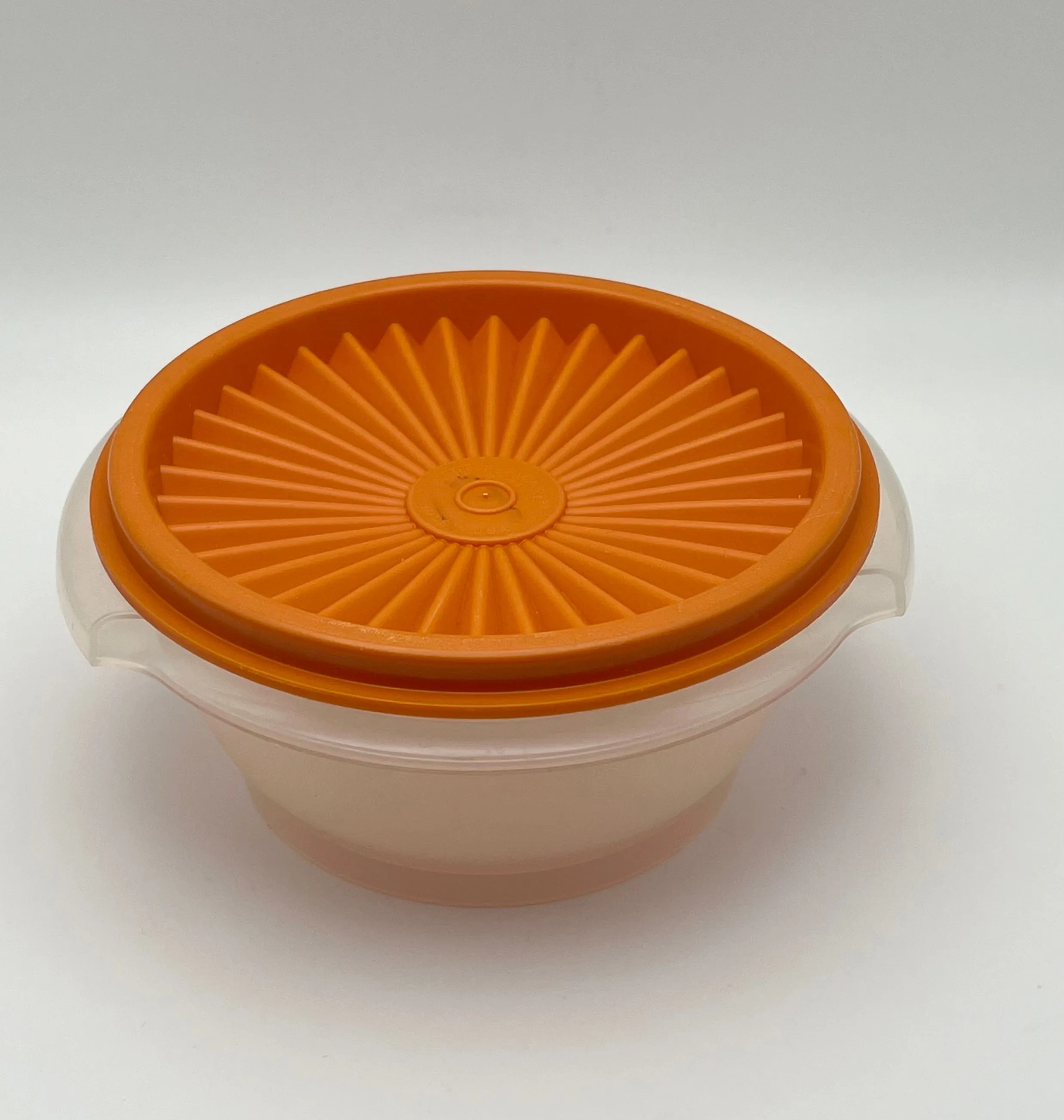 Product image for Vintage Tupperware #1323-27 Servalier Canister W/ Harvest Orange Lid 1.5 Cups