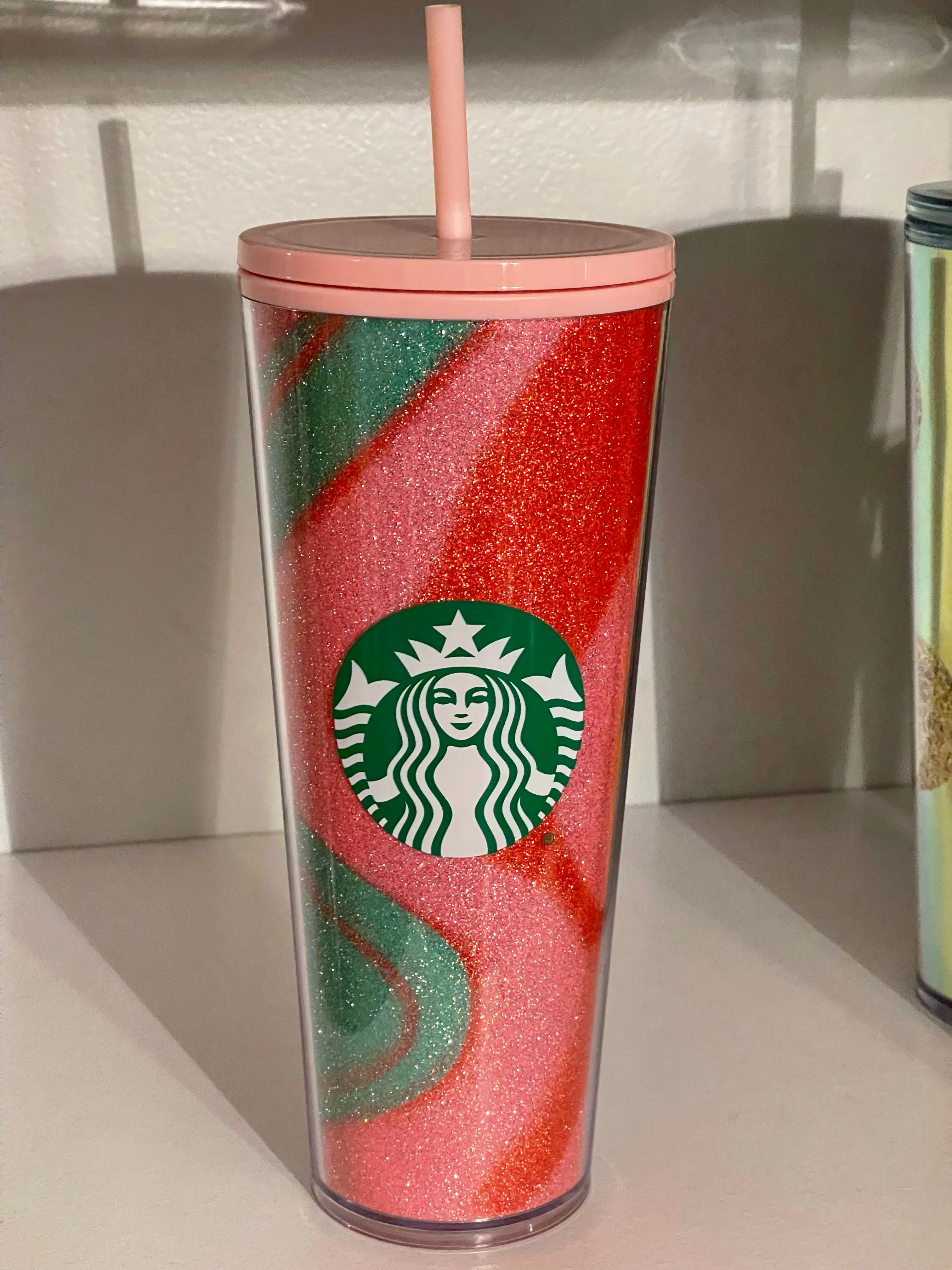 Product image for Starbucks Glitter Pink Swirl Cold Cup (24 oz)