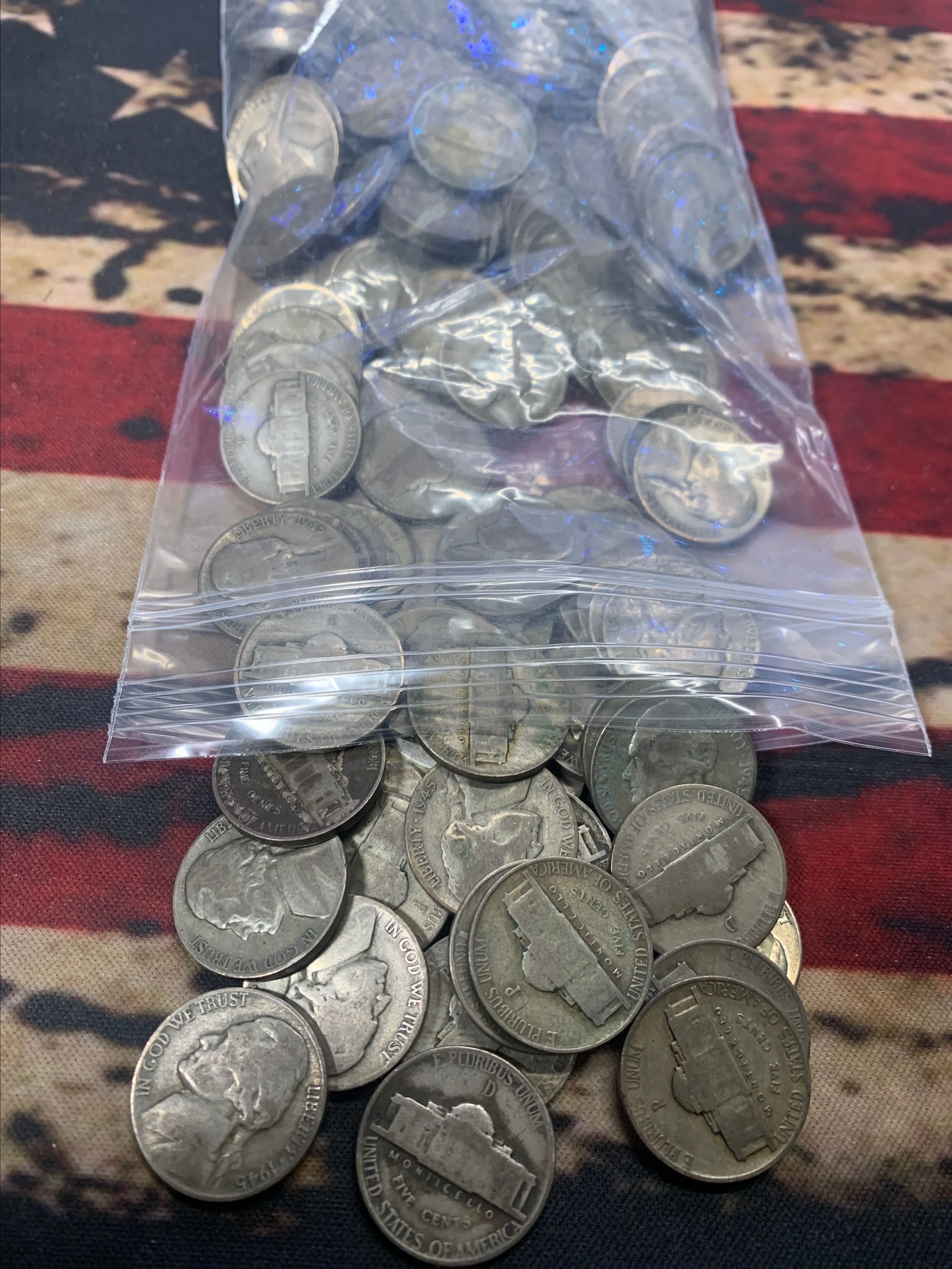 Product image for 10 silver war nickels out of the bag at random.