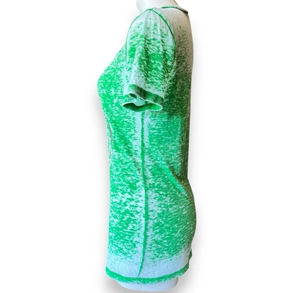 Product image for Harley Davidson Green Bling Burn Out Tee Shirt Skull Small Ohio