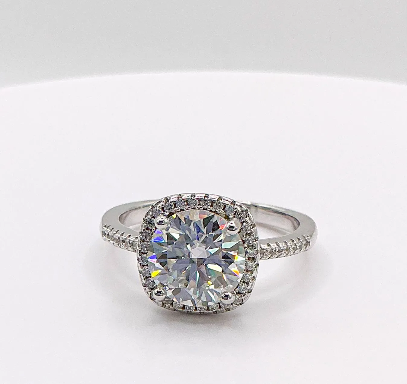 Product image for 3 Carat Halo Cushion Frame MOISSANITE Ring