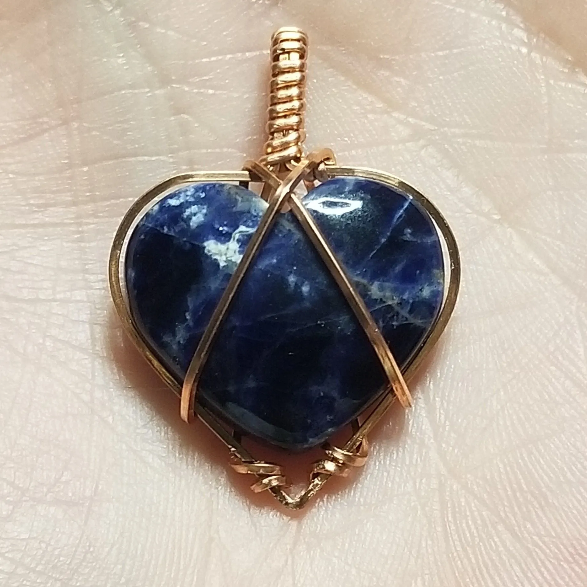 Product image for Sodalite heart wrapped in copper