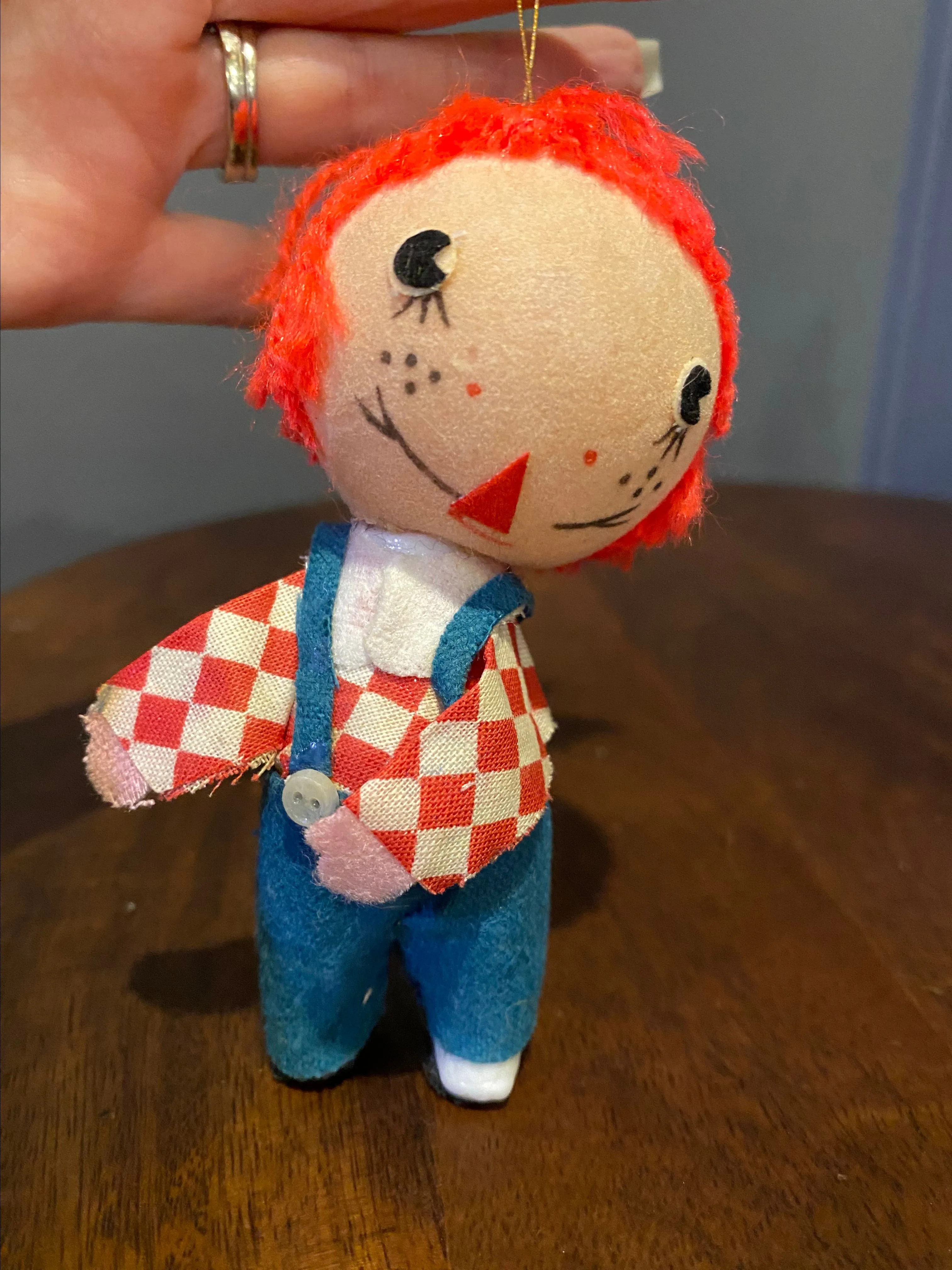 Product image for #44 Vintage Flocked Doll Ornament- Made in Hong Kong