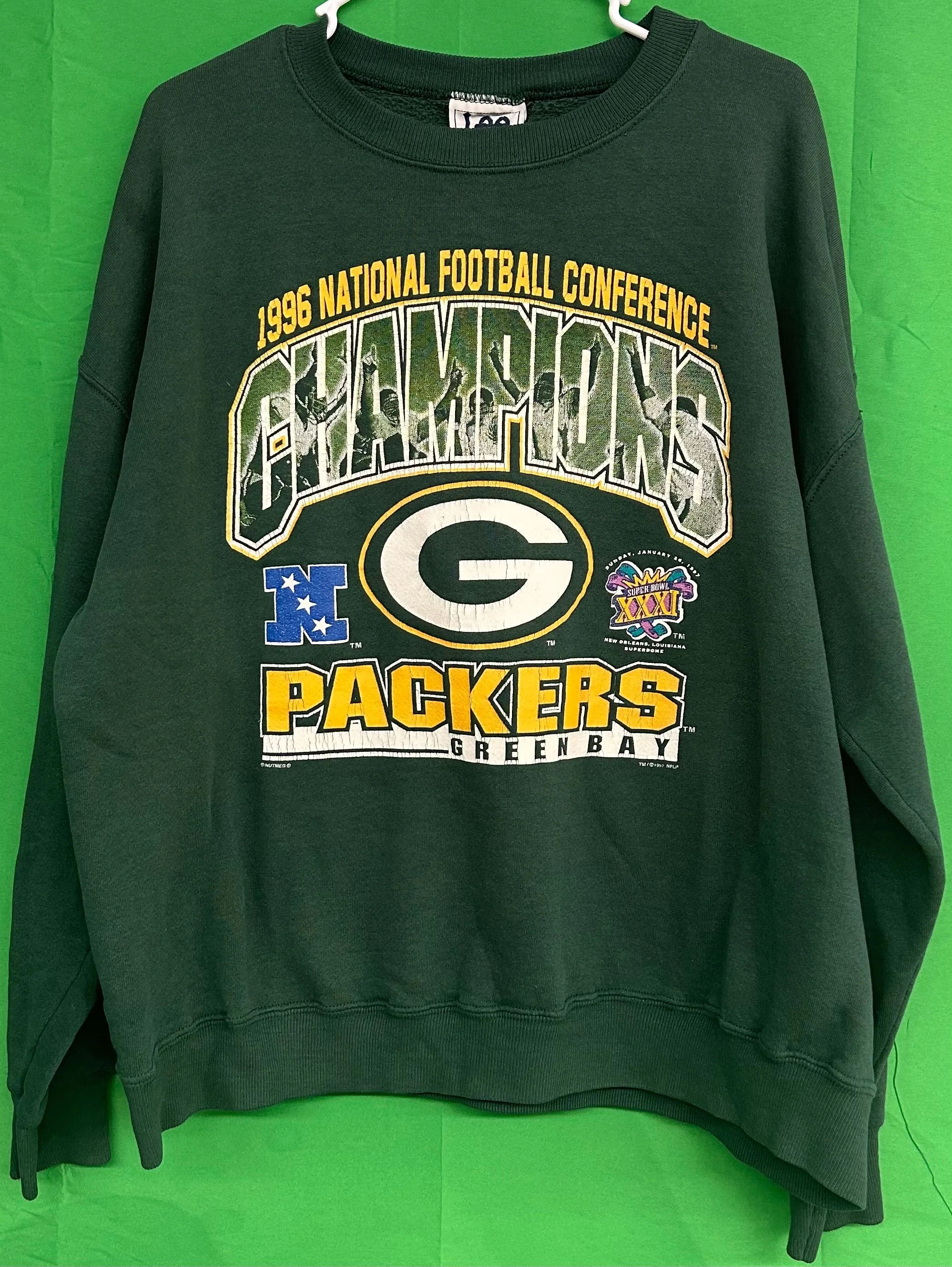 Product image for Vintage Green Bay Packers 1996 NFC Champions Crewneck (XL)