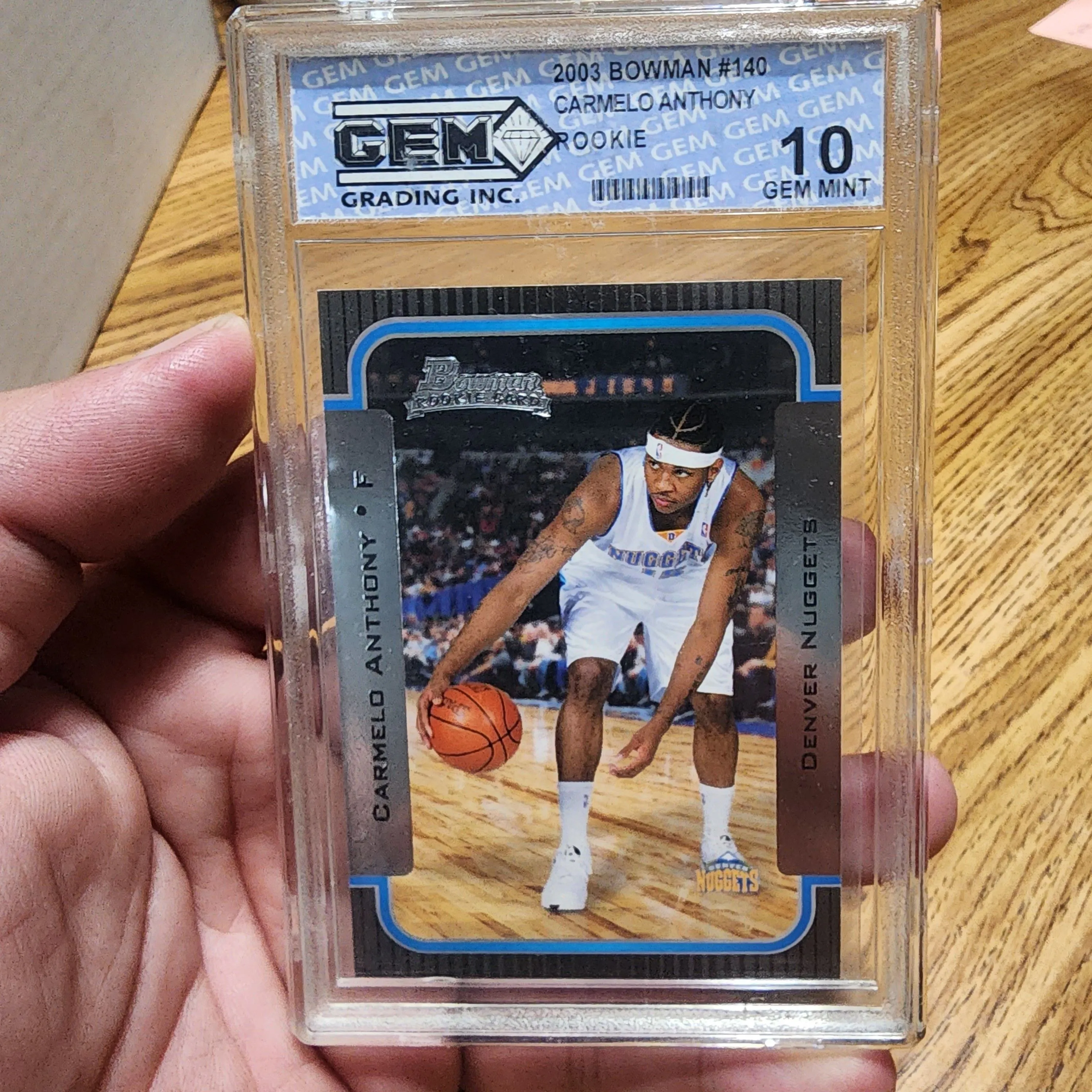 Product image for Bowman Carmelo Anthony rookie Gem 10