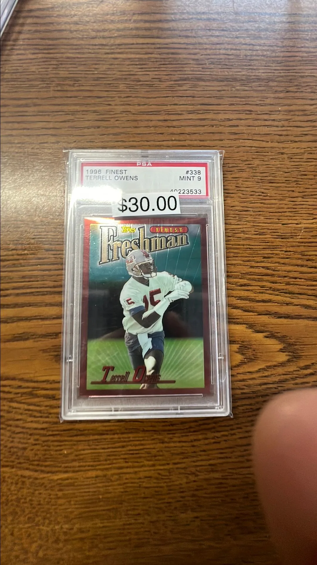 Product image for 1996 Finest Terrell Owen’s Rookie card Psa 9