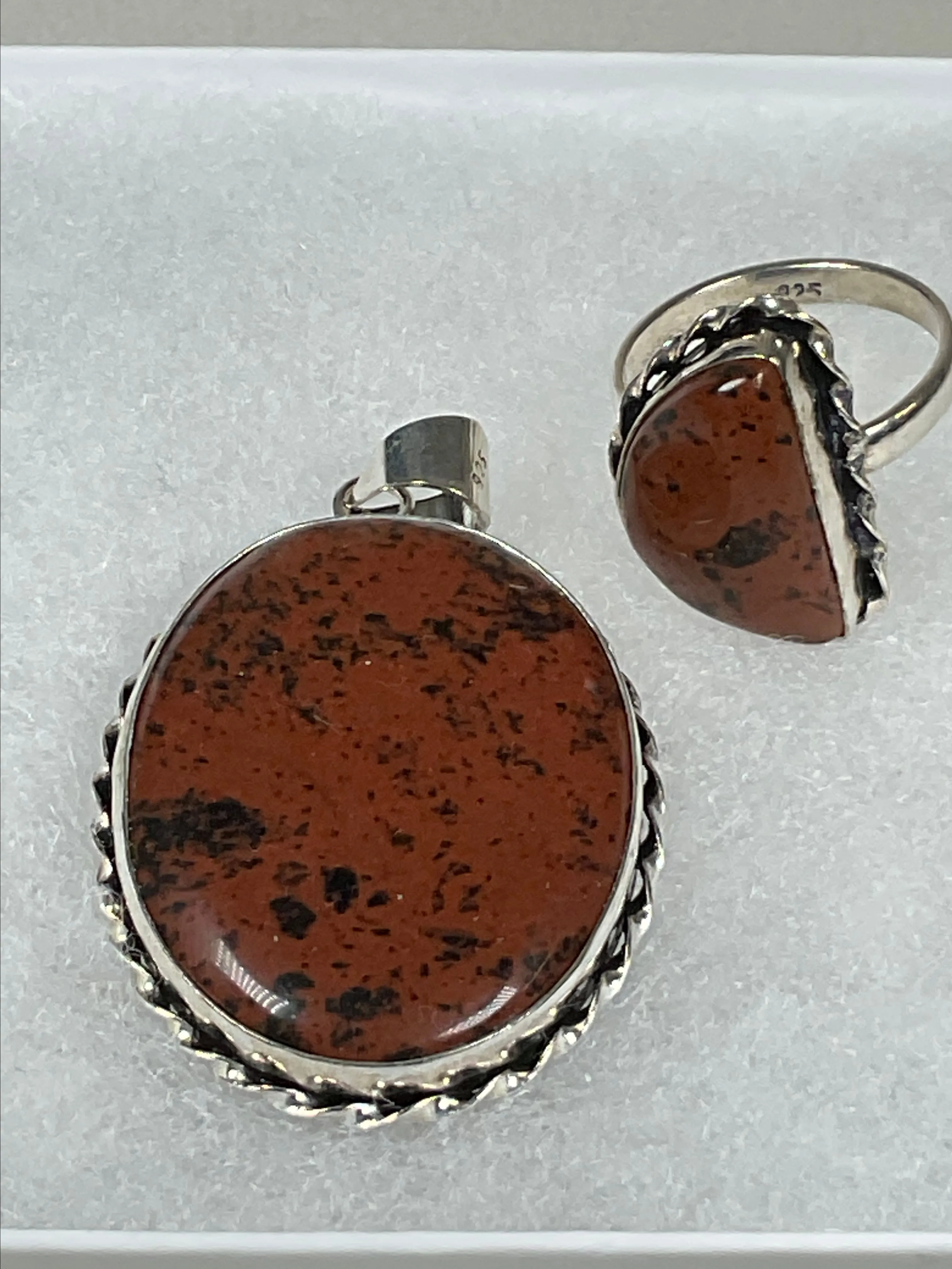 Product image for #7 Mahogany Obsidian Ring & Pendant Set