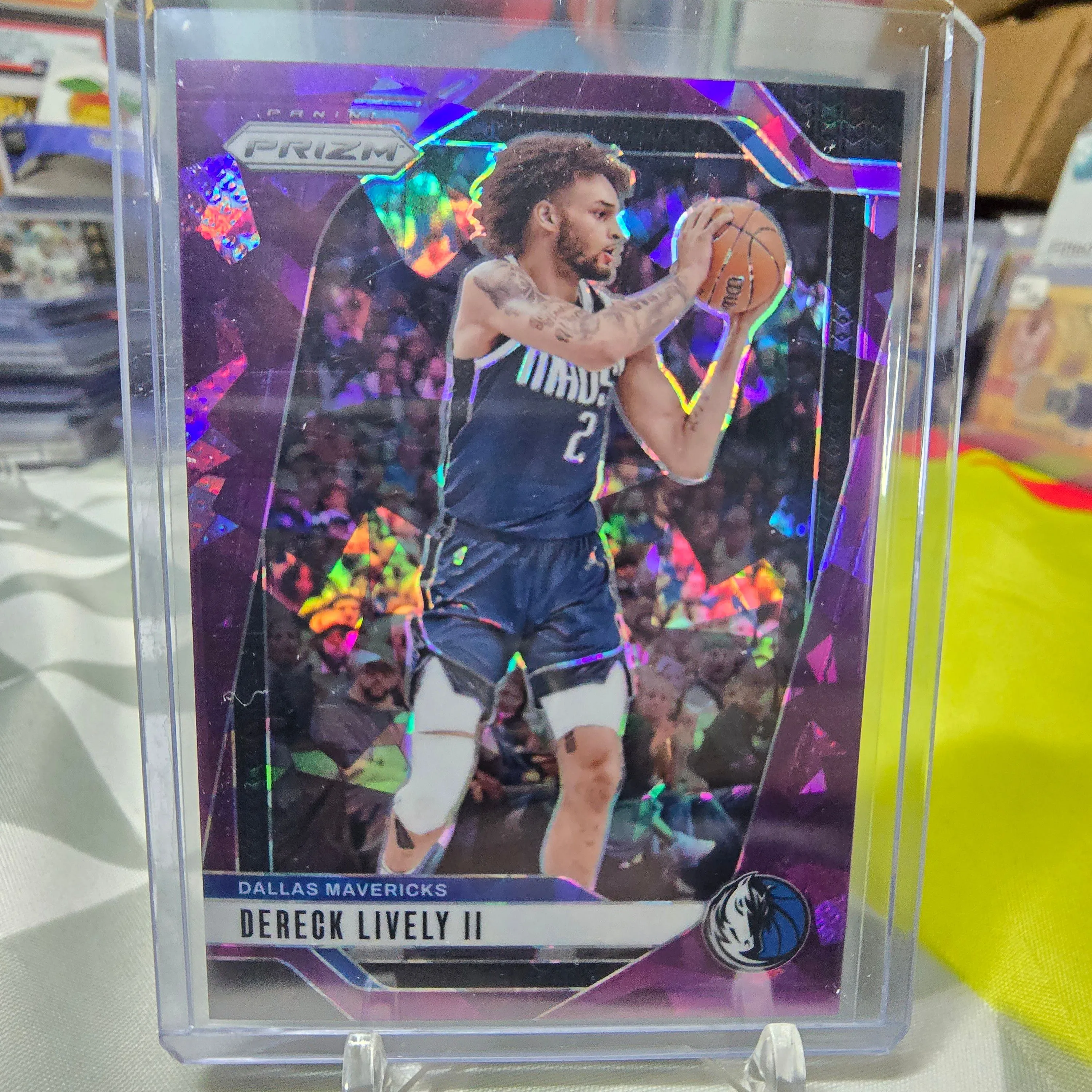 Product image for Dereck Lively II 2024-25 Panini Prizm /149 Purple Ice #214 Dallas Mavericks 